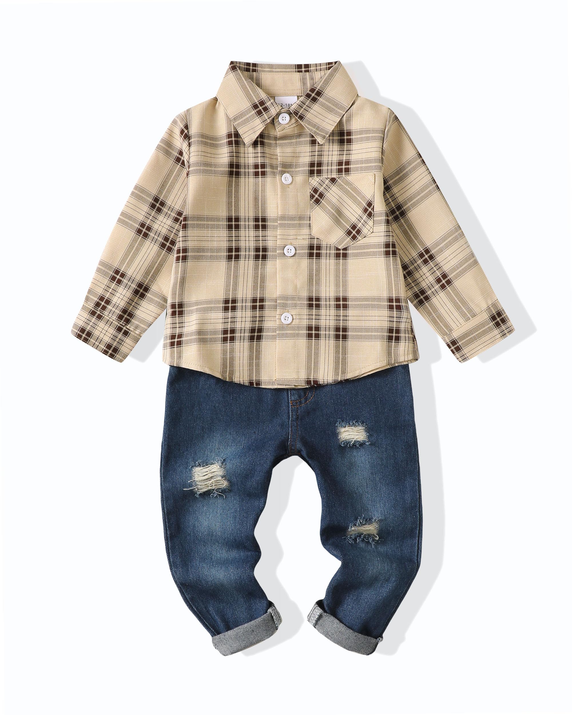 XUANHAO Conjunto de ropa de bebé para niños de 12, 18, 24 meses, 2T, 3T, 4T, 5T, pantalones vaqueros, ropa de otoño e invierno