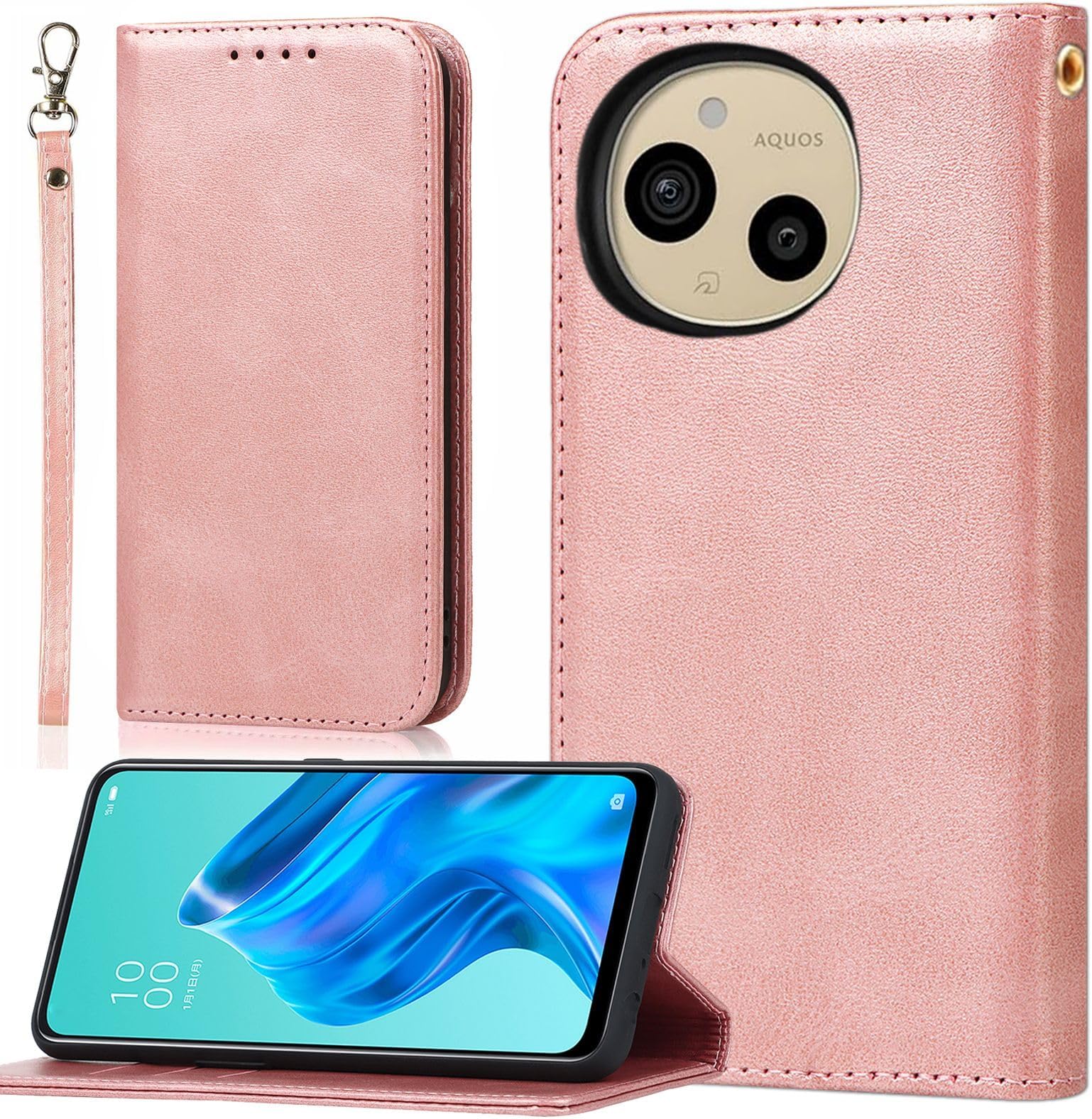 Applicable AQUOS sense9 case notebook type Aquos Sense 9 SH-53E SH-M29 SHG14 A405SH strap case Aquos sense9 notebook type case flip case notebook case flip case notebook case [BonwFzin] PU leather