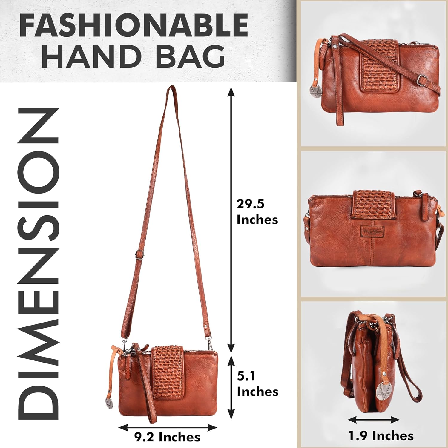 Genuine Leather Crossbody Sling Bag for Women - Trendy Casual Office Bag with Adjustable Strap - Image 4