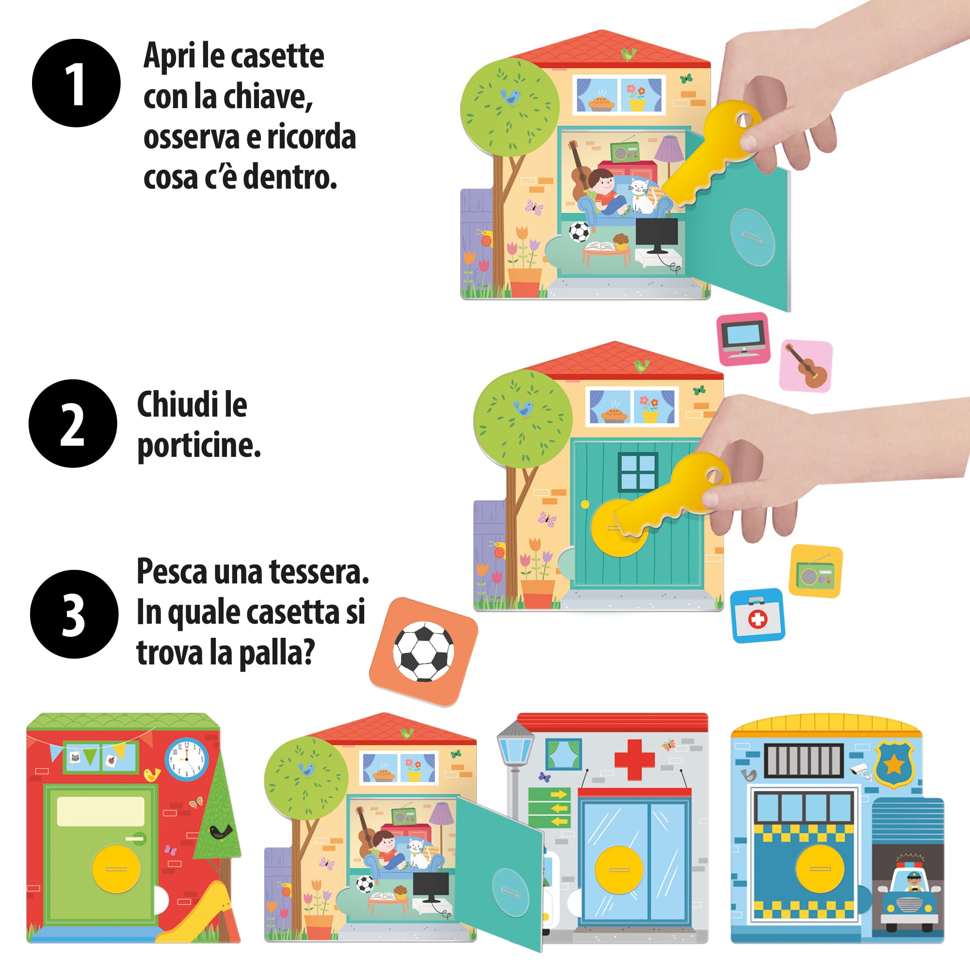 HEADU - Cerca Apri e Trova Montessori - Memoria e Osservazione per i Più Piccoli | Gioco Educativo Montessori 2 3 4 5 Anni, Gioco Memoria Bambini, Attività con Chiave Apri e Chiudi, Made in Italy