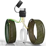 Oyviny 4 Pin 5 Wire Trailer Wiring Harness 22FT for Rewiring Both-Side Taillights, Pure Copper Wishbond Trailer Light Kit 4 Way Flat 5 Wire Plug w/Nylon Net Tube Protection