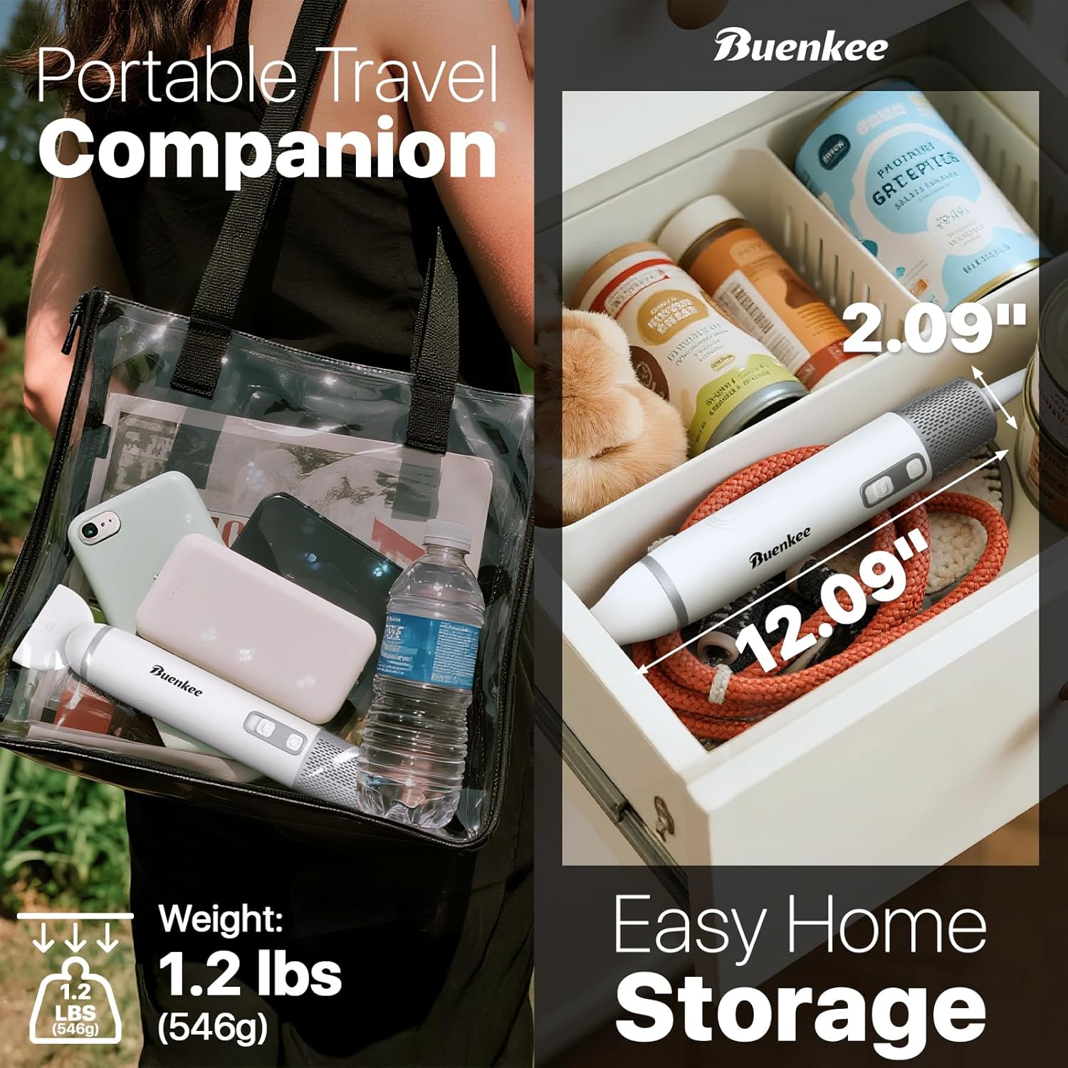 Dog Dryer Handheld Pet Hair Dryer, 3HP High-Velocity Blower with 3 Speeds & 4 Temps Lightweight, Quiet Design. Portable Blow for Travel & Home Grooming. Includes 3 Nozzles (White) - Image 2