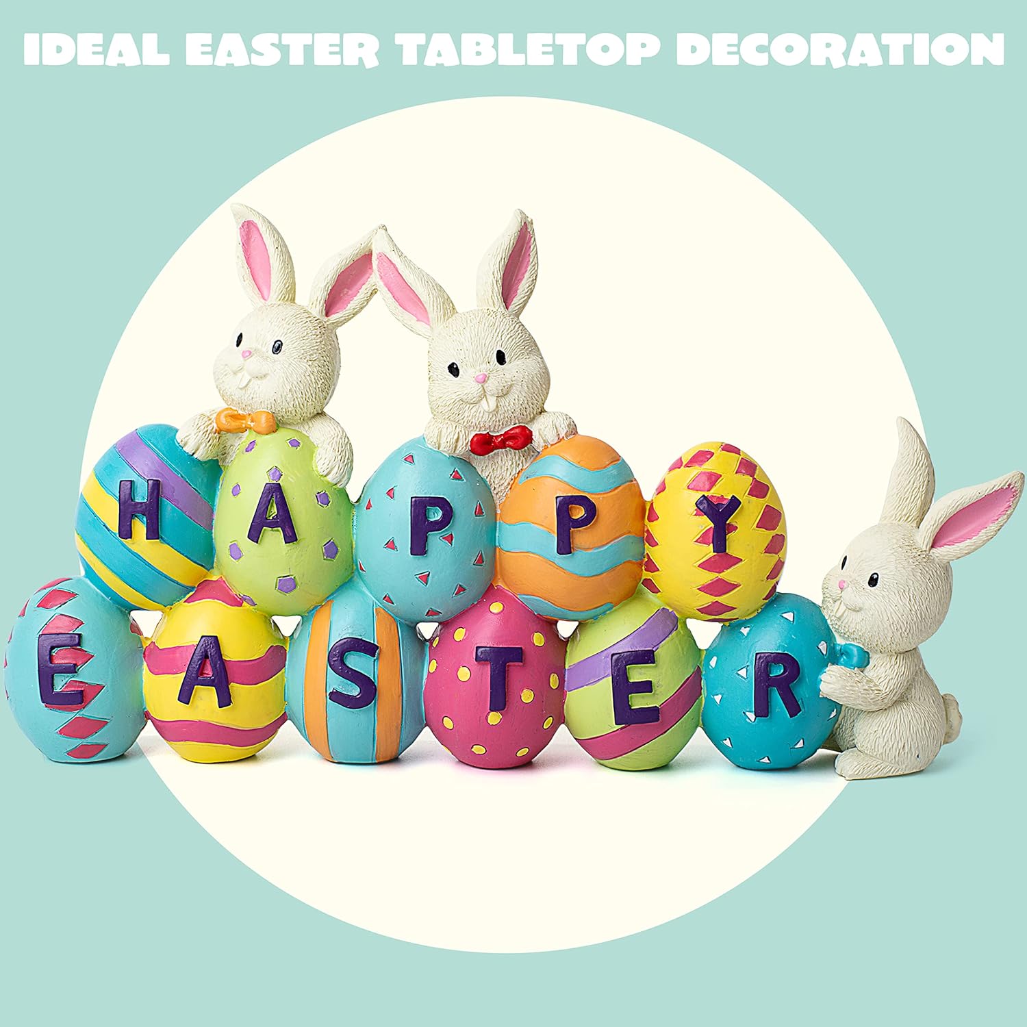 JOYIN Easter Bunny Carrots Resin Centerpiece Decor with The Word Spring Decoration Tabletop & Egg Figuring for Home and Office
