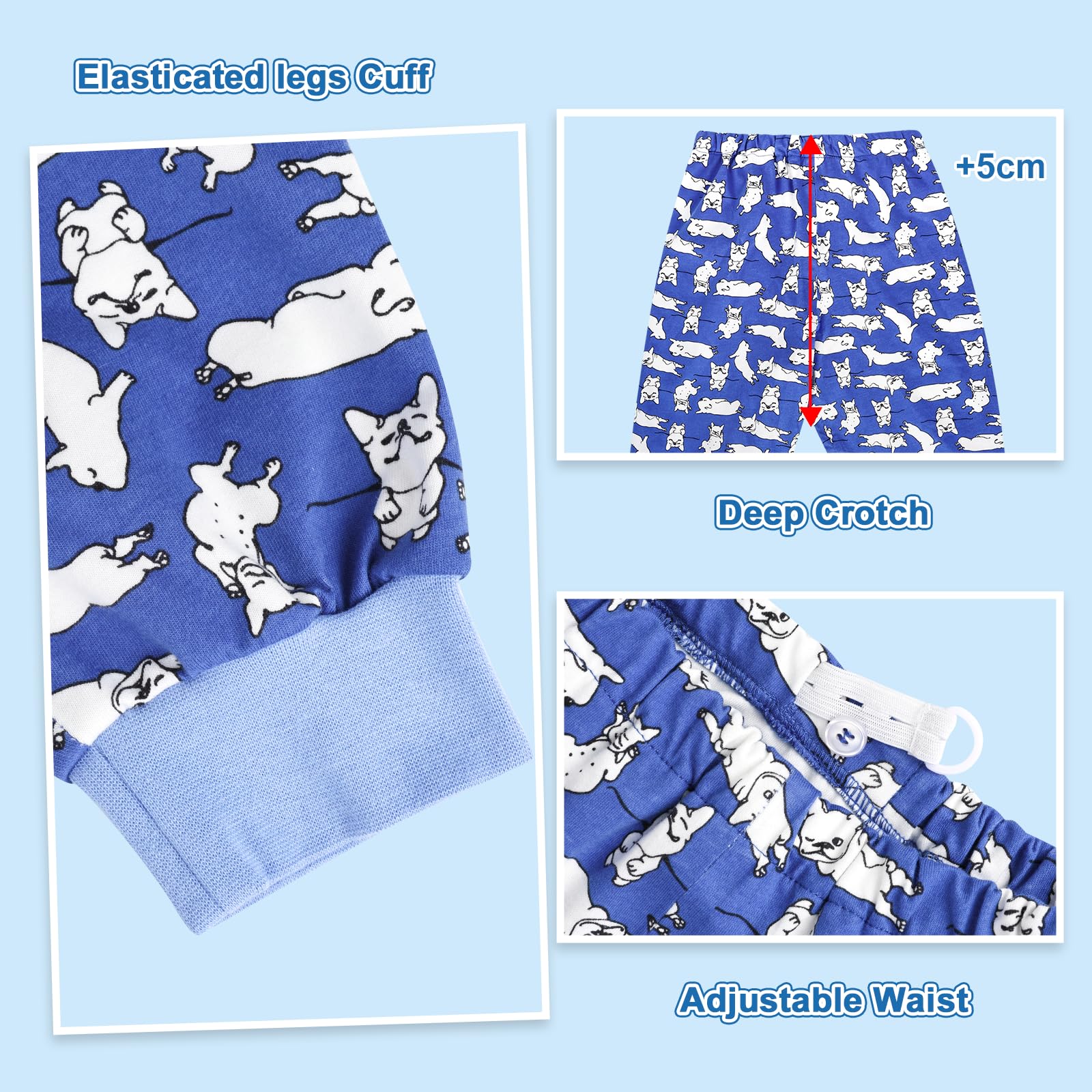 FLYISH DIRECT Pantalones de Entrenamiento para Ir al Baño, Calzones de Entrenamiento Niño Reutilizables, Pantalón Absorbente para el Orinal Niño Algodón, 2 Pares, 5-7 Años, Dinosaurio y perro, L
