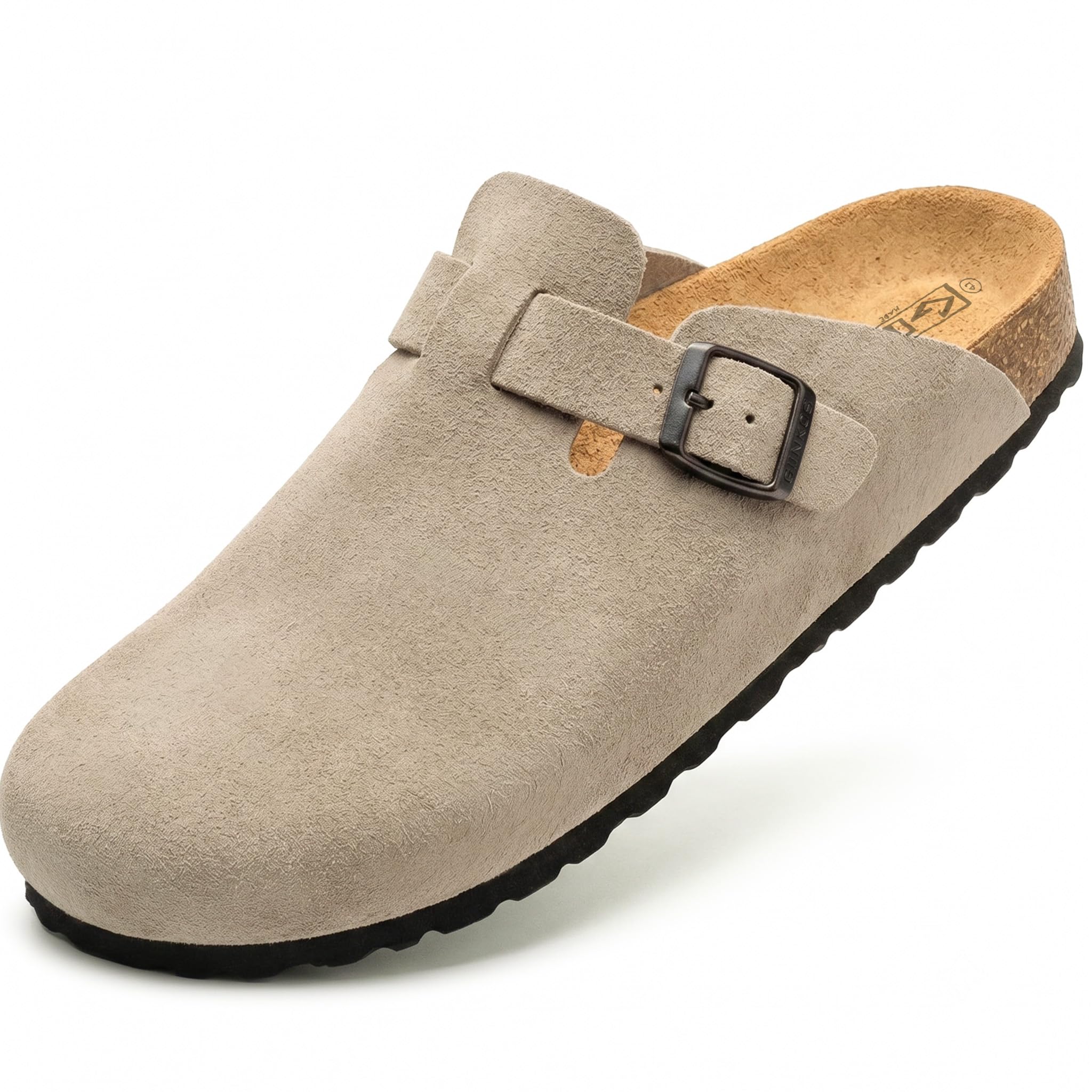 Lederclogs mit Kork Einlegesohle, Echtes Leder, Naturkork, verstellbare Schnalle am Fuß, Herren/Damen Sandalen, rutschfeste Eva-Sohle, Qualitätssandalen Made in Spain