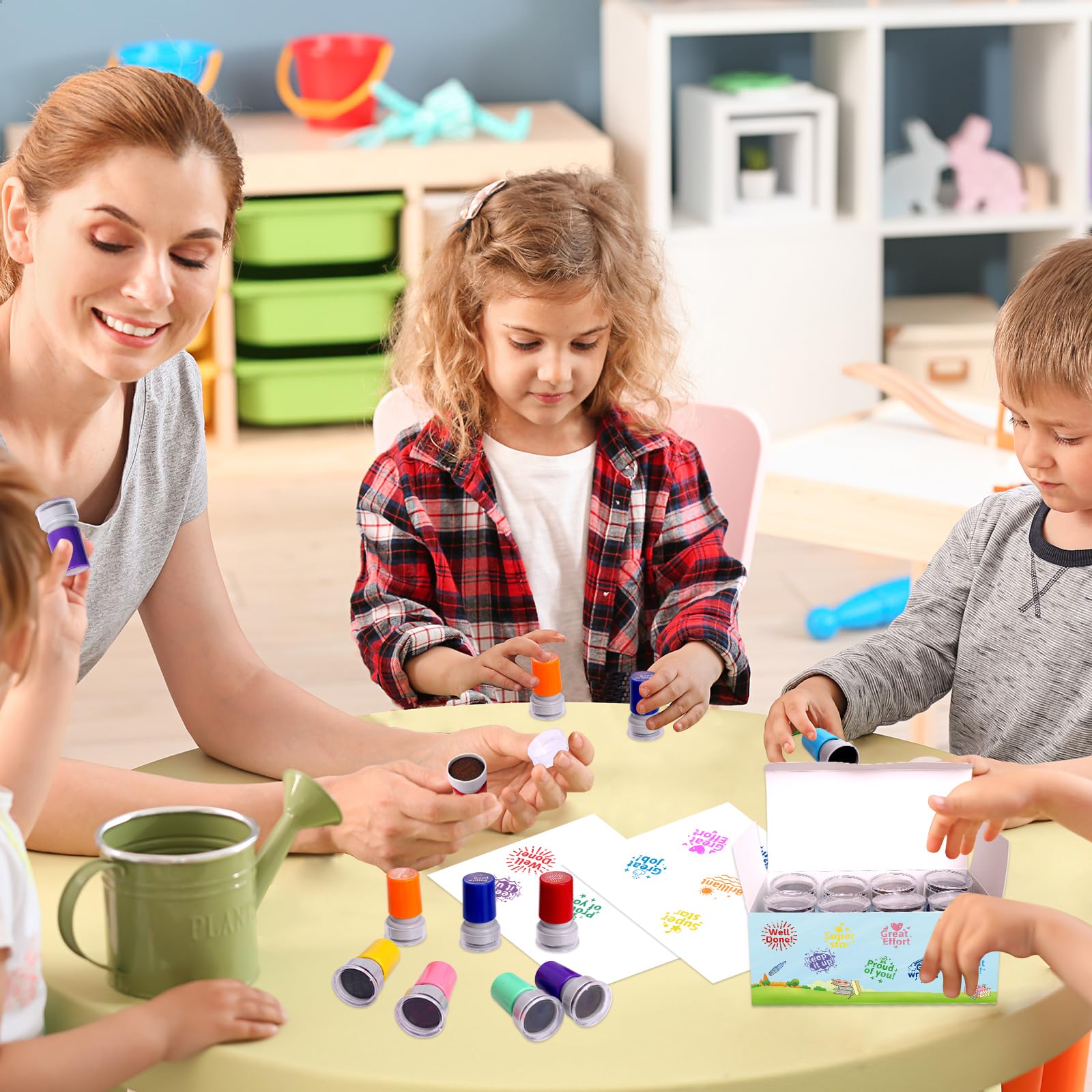 Set di timbri autoinchiostranti per insegnanti, per insegnanti, comportamento motivazionale, per bambini, studenti, ricompensa, incoraggiare i compiti a casa, test ben fatti, 8 pezzi
