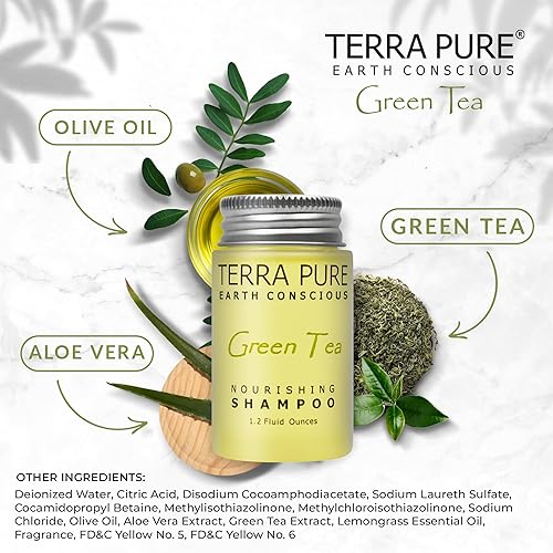 Miniatura 4 de Terra Pure Champú de té verde, 1.2 oz. en tarro de mermelada con miel orgánica y aloe vera (caja de 300)