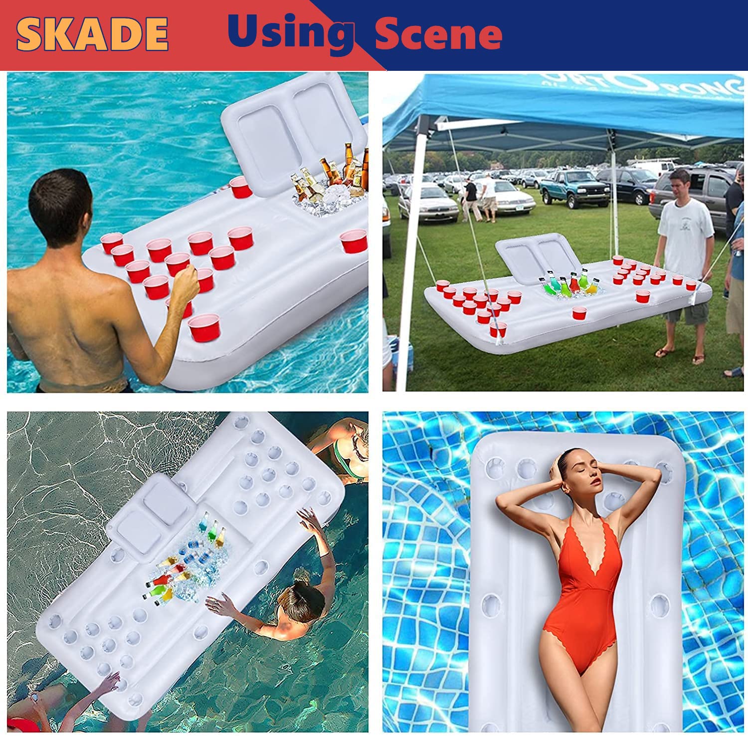 Skade UAE Inflatable Pool Beer Pong Table, Swimming Pool Beer Pong