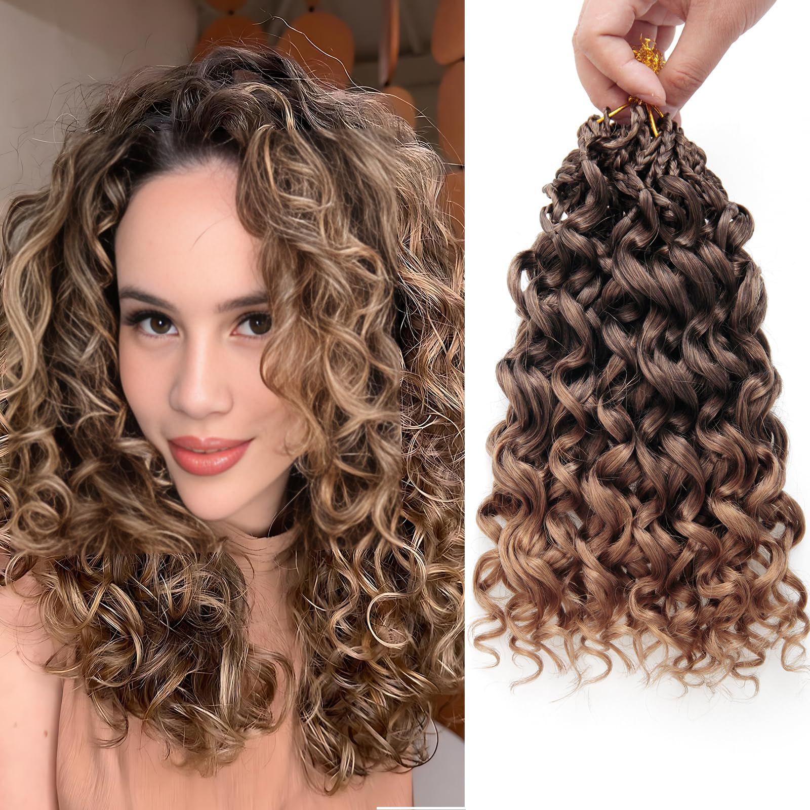 XSASLYET 10 Inch Pre Looped Crochet Hair for Black Women–Gogo Curl Curly Crochet Hair with Deep/Water/Ocean Wave Texture, Lightweight Synthetic Hair,