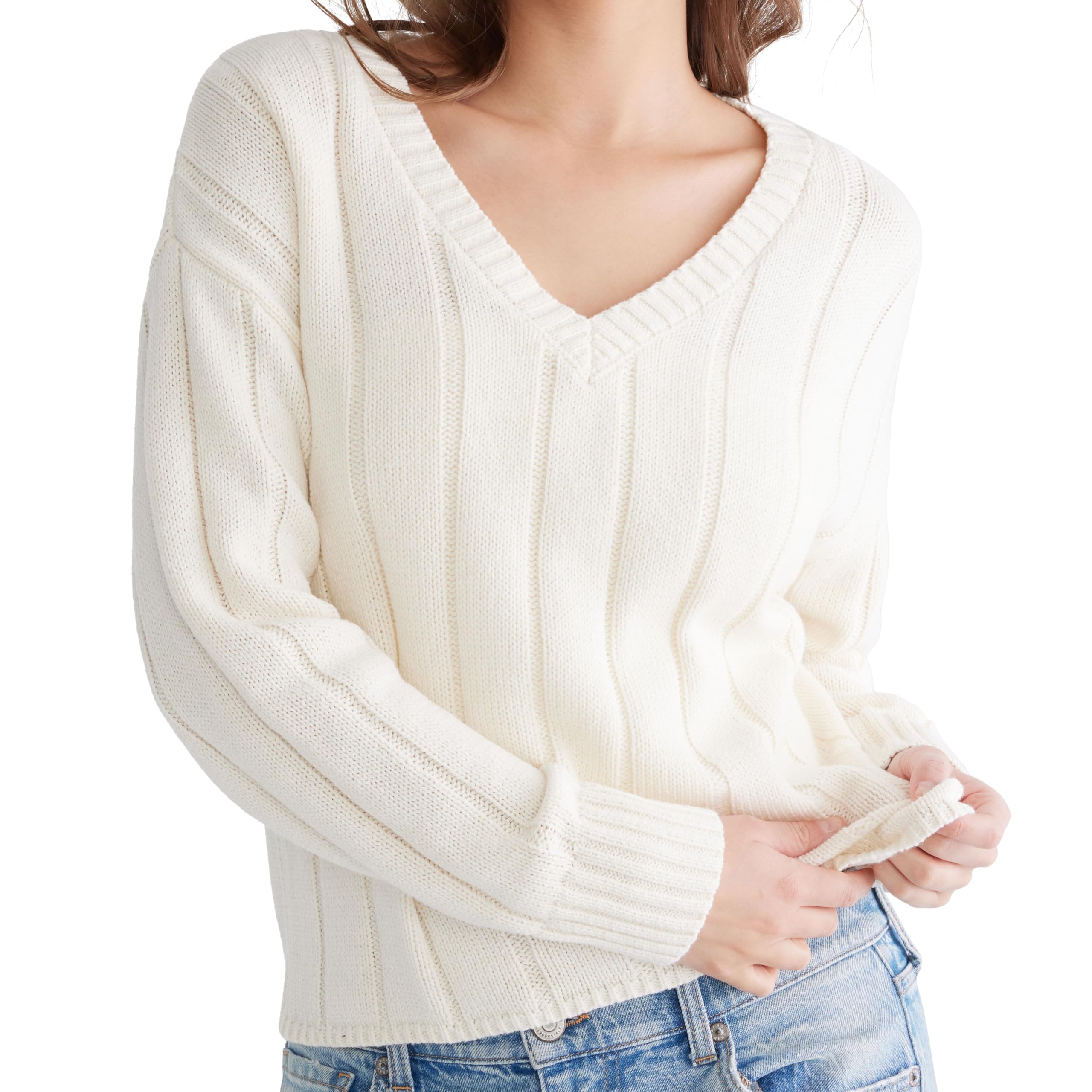 Aeropostale Womens Rib V Neck Sweater