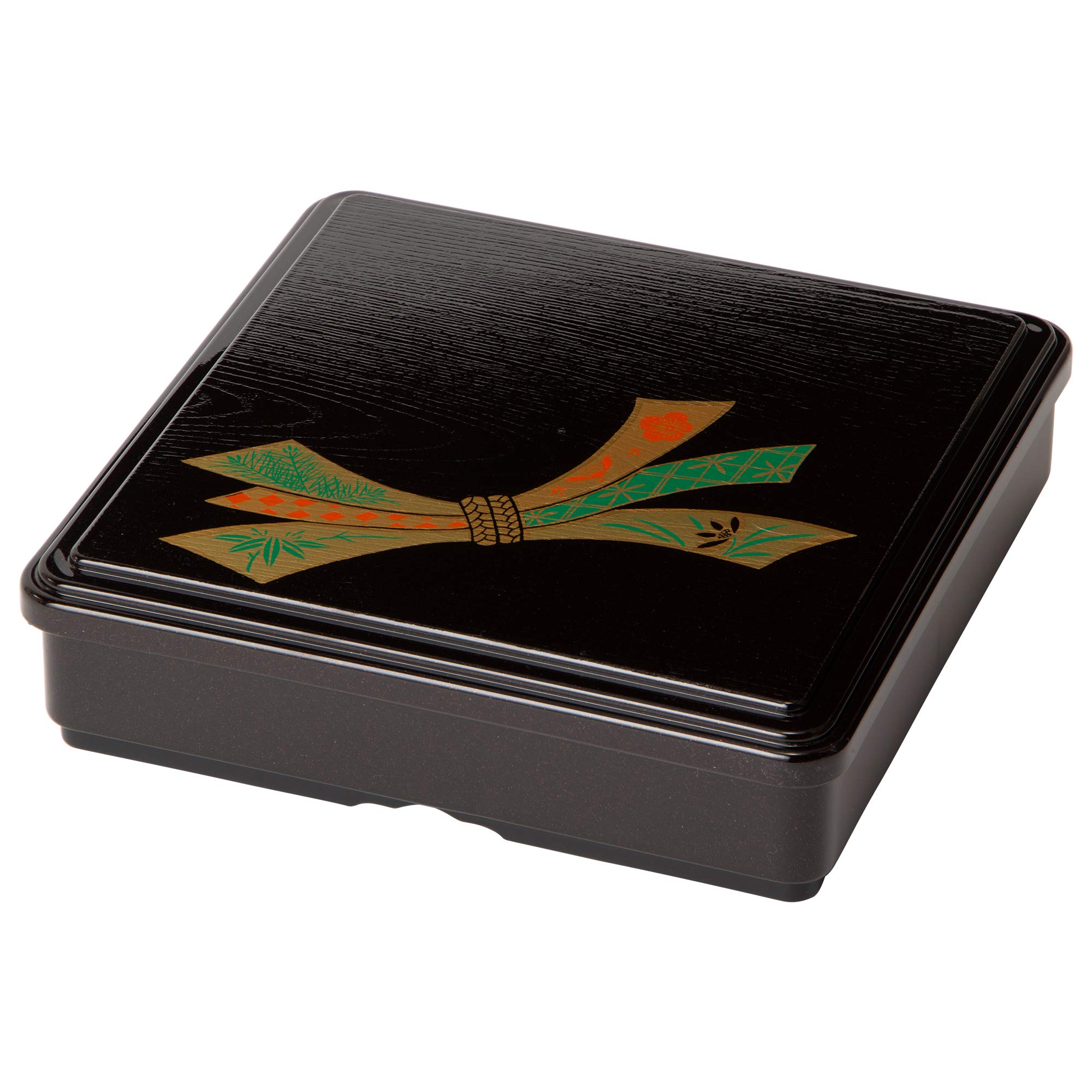 Bakunouchi Bento Box, 7 Square Fixed Wood Grain Bento Tea Pearl Noshi (Fixed Partition), 8.3 x 8.3 x 2.1 inches (21.1 x 21.1 x 5.4 cm), ABS Resin, 7-416-2, Restaurant, Commercial Use