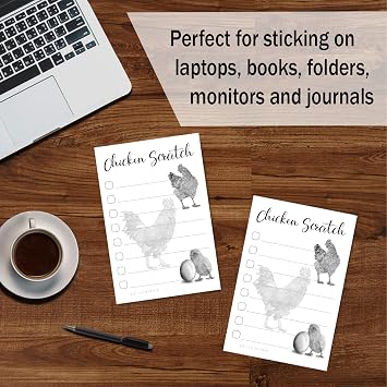 Chicken Scratch Hens Sticky to Do Notepad - Rooster Baby Chick Chicken Coop Lover Gifts | Country Themed Notebook | ChickenScratch Chicklet Barn Office Decor Accessories 4x6 50 Pages