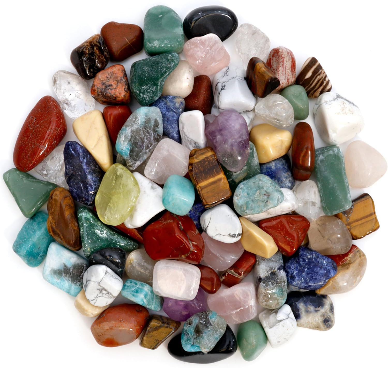 DANCING BEAR 2 Pounds Tumbled Polished Natural Gem Stones + 24 Page Rock & Mineral Book. Average Stone Size ¾ inch. Choose 1 or 2 pounds Brand