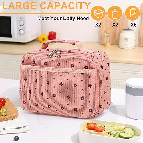 Miniatura 9 de Lonchera para niños y niñas, bolsa con aislamiento para el almuerzo, kit de bolsas de almuerzo reutilizables para la escuela y los viajes (color