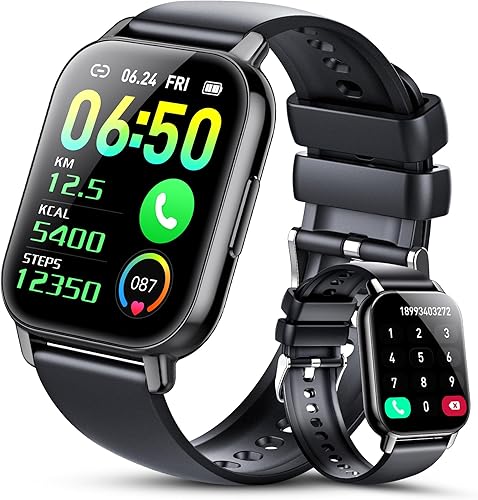Smart Watch for Men Women(AnswerMake Call), 1.85" HD Touch Screen Fitness Watch with 247 Heart Rate Sleep SpO2 Monitor, IP68 Waterproof, 100+Sport