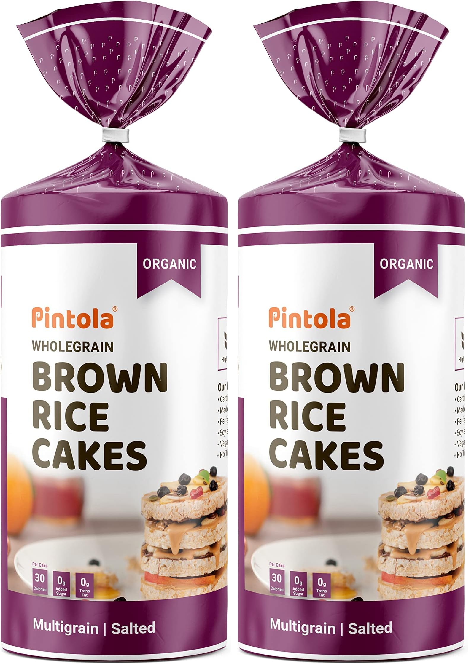 Pintola Organic Brown Rice Cake Multigrain Salted 130g | Gluten-Free Snack | 9 Wholegrains | Low Fat | 30 Calories per Cake | Soy & Yeast Free | Healthy Snack for Weight Loss (Pack of 2)-image-46