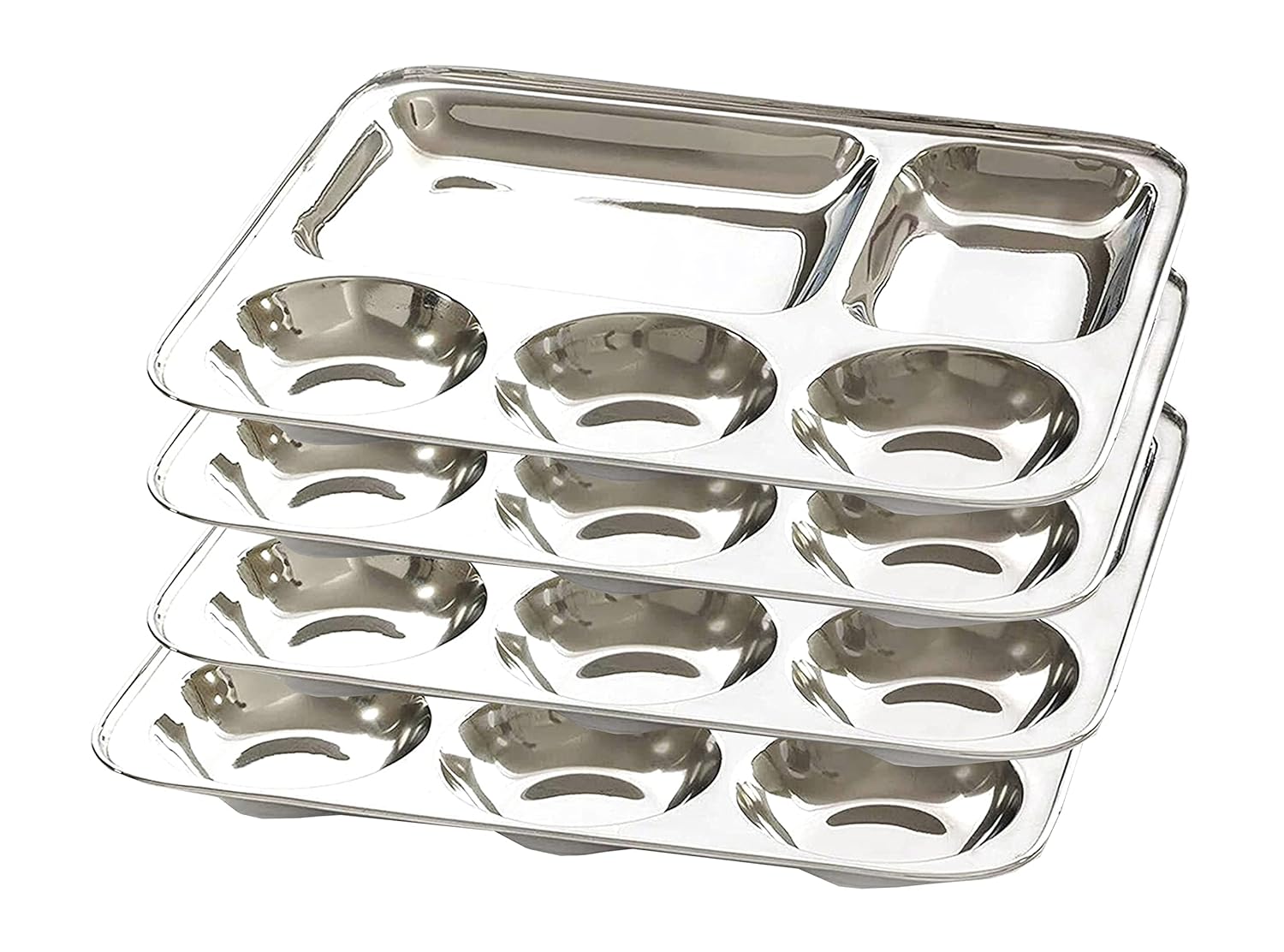 Kitchen kemistry Stainless Steel 5In1 Three Compartment Divided Dinner