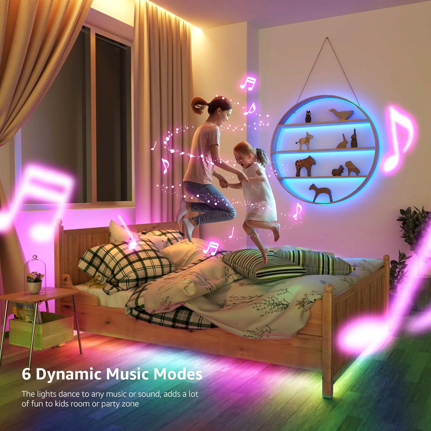 Lepro LED Strip Lights, 50ft Music Sync MagicColor Light Strip with Remote, Valentines Gifts for Men & Women, 5050 RGB Lights for Bedroom, Home, Gaming Room, Party, Wall,Valentines Day Decor - Image 8