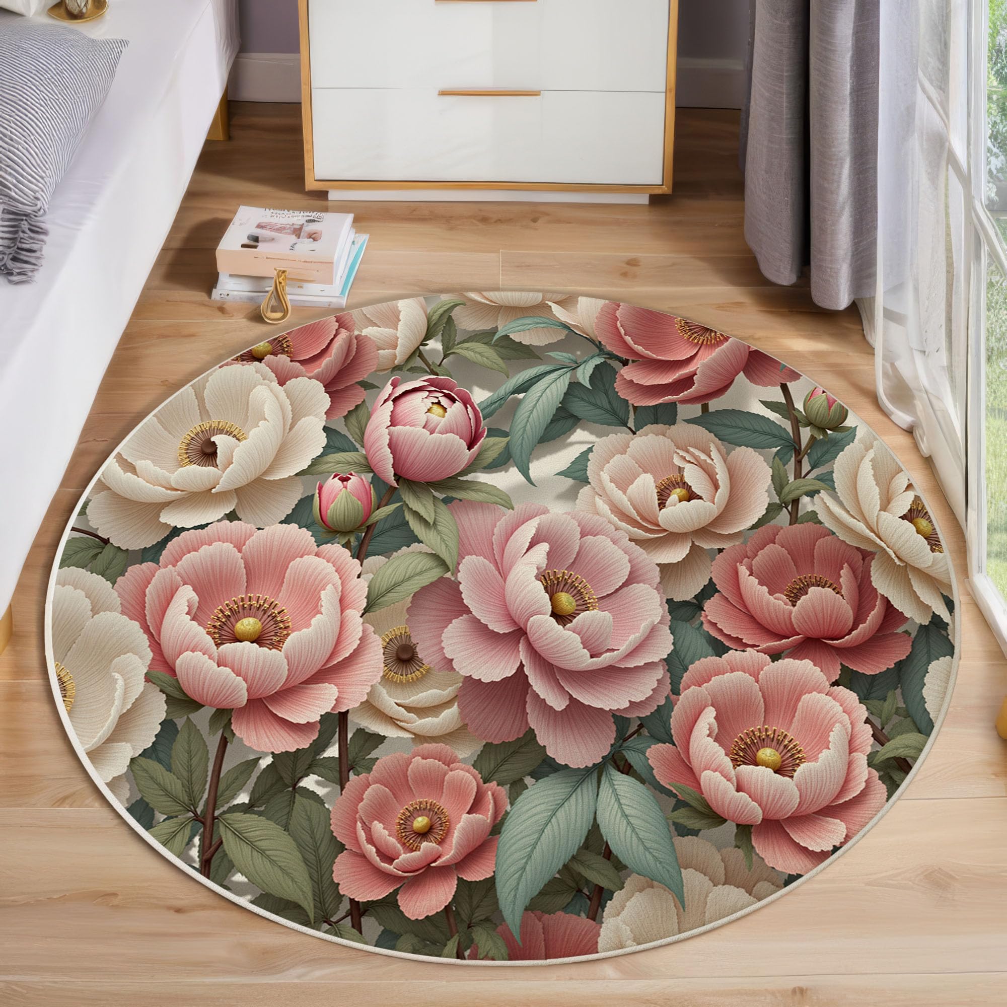 Tapis rond enfant lavable et antidérapant pour chambre de fille