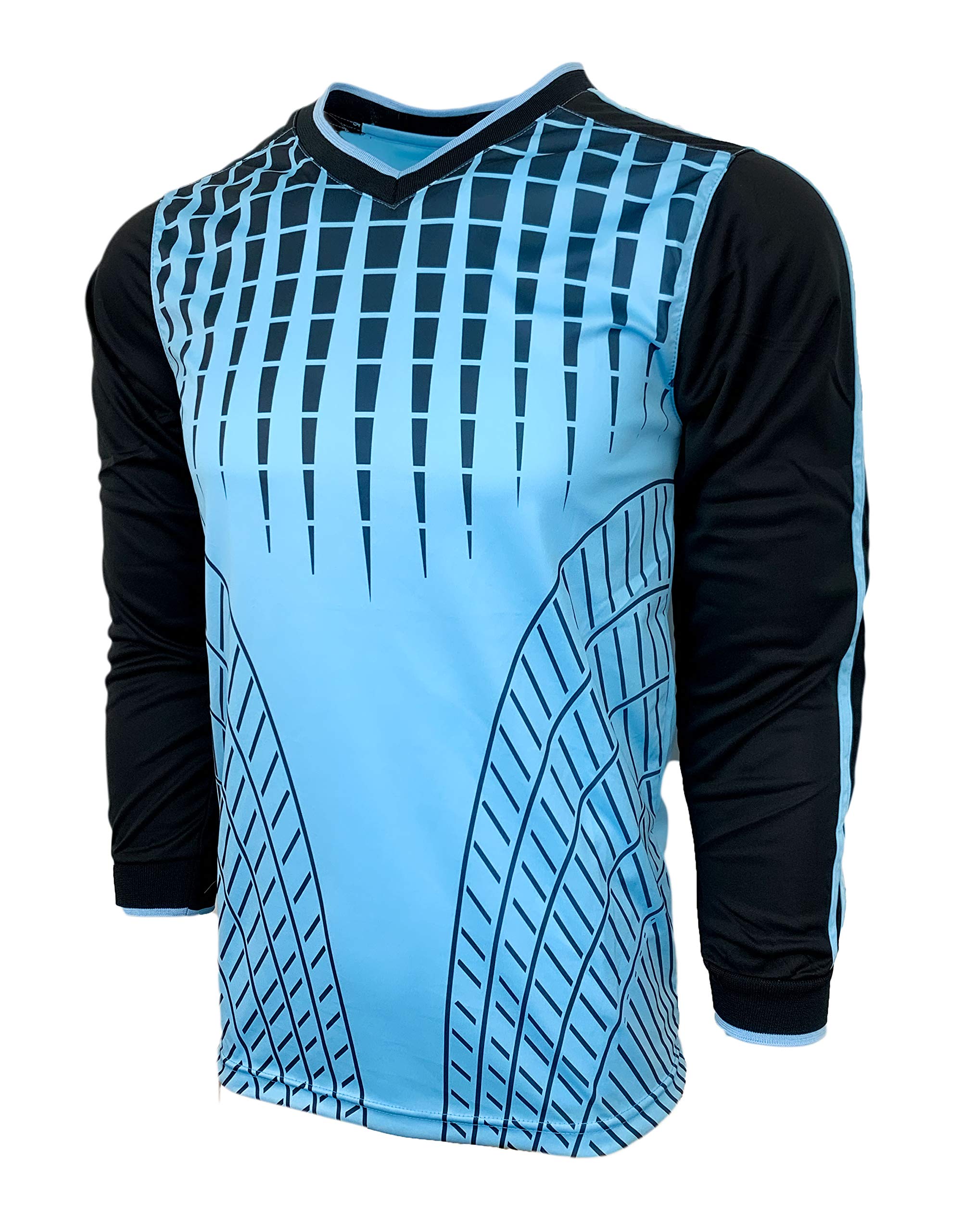 Just 4 Kicks Goalkeeper Soccer Jersey Padded Goalie Shirt with Sponge Protector (Blue, Small)