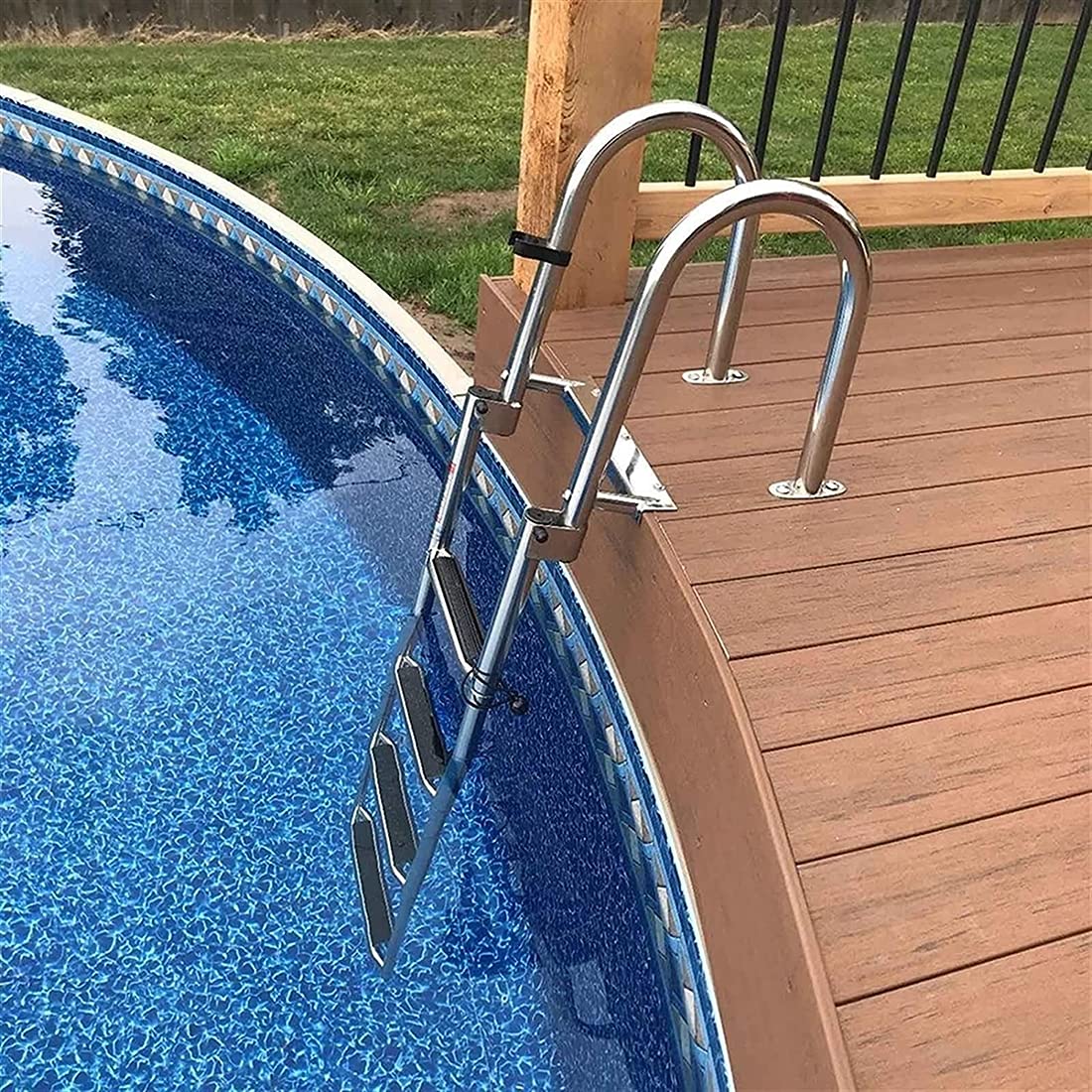 Scaletta da Bagno Scala Telescopica per Barca 4 Gradini Piscina/Barca, Pontoon Marine Pieghevole Yacht Pontone con Ingresso A Poppa Maniglie E Ampio Pedale