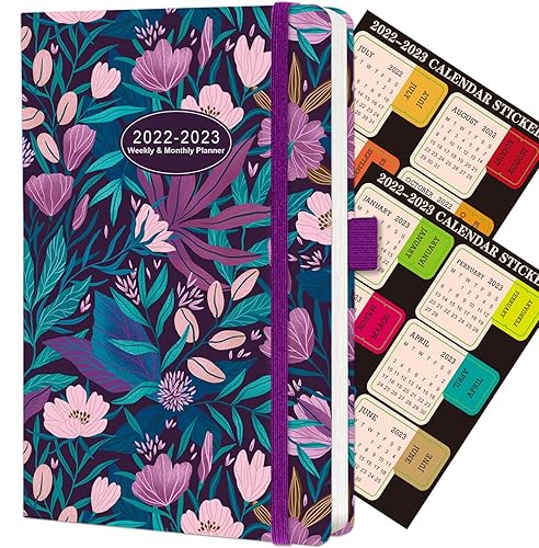 Diary 2022-2023, from July 2022 to June 2023, Weekly &amp; Monthly Planner, Pen Loop, Inner Pocket and Monthly Stickers, A5 Size 8.5 x 5.9inchs