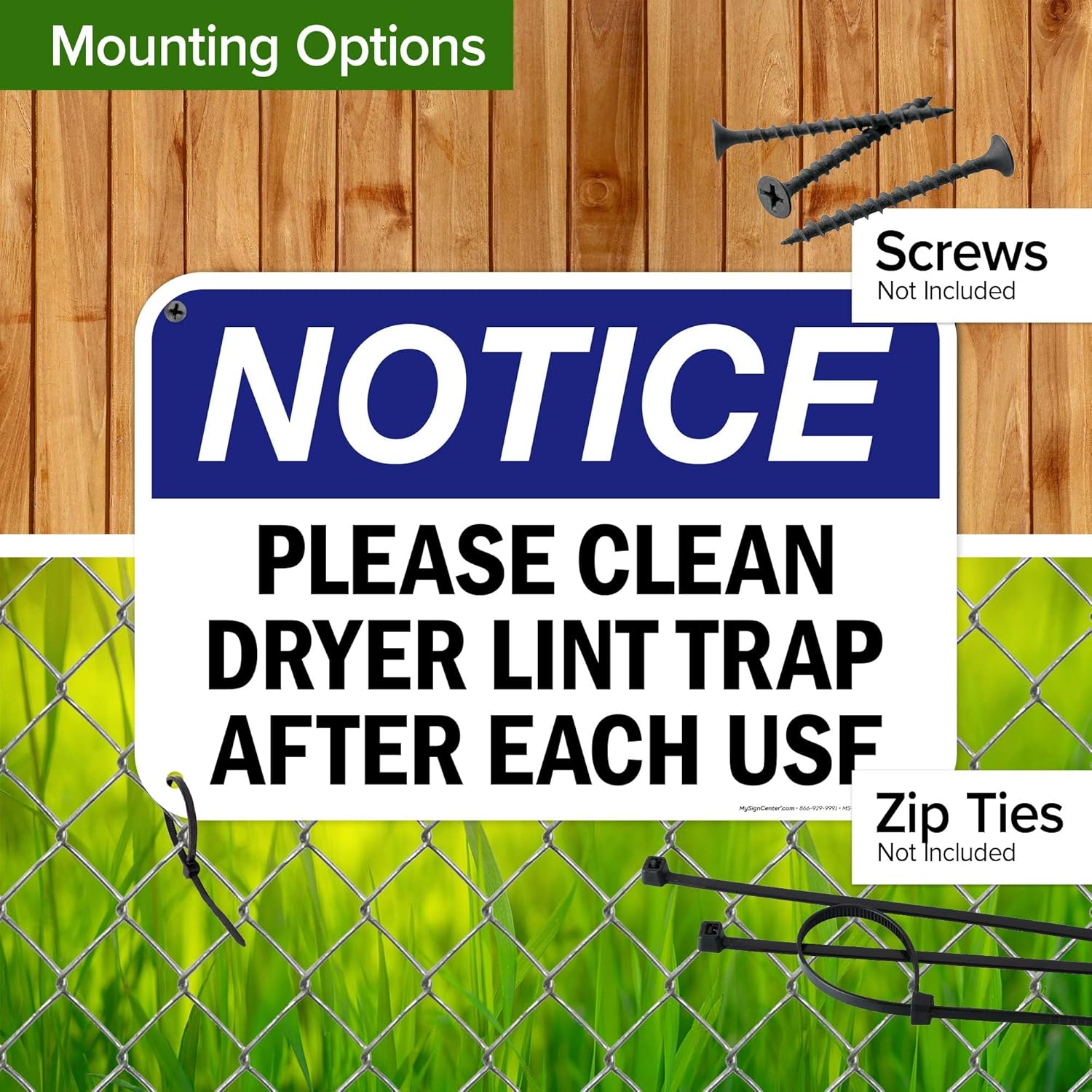 Notice Please Clean Dryer Lint Trap After Each Use OSHA Sign, 12x18 Inches, 55 mil thick HDPS (high density polystyrene), Made in USA by My Sign Center