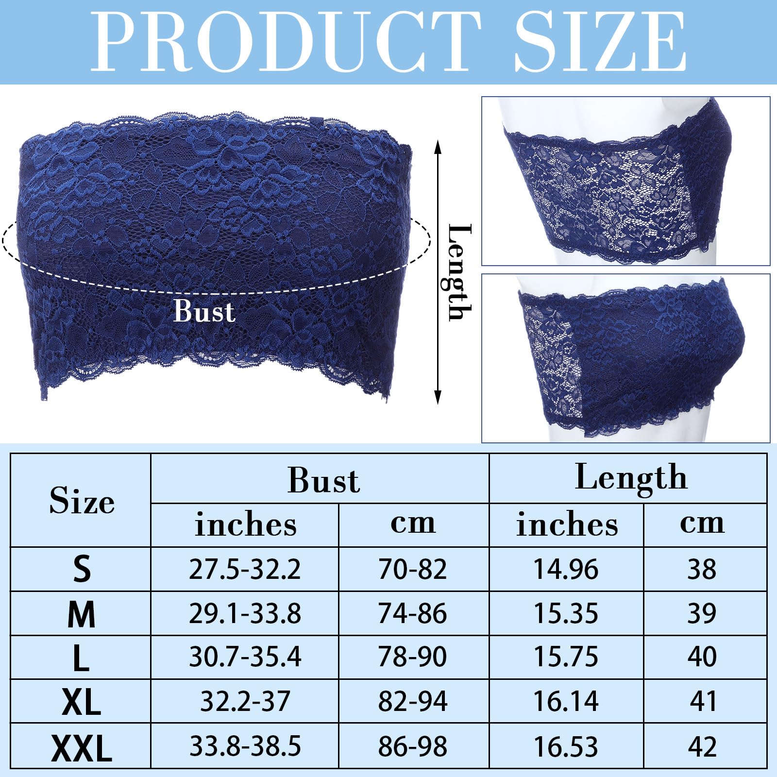 Geyoga 6 Soutiens-Gorge Bandeau Bralette en Dentelle Florale sans Bretelles Bandeau Tube sans Couture Extensible Femme