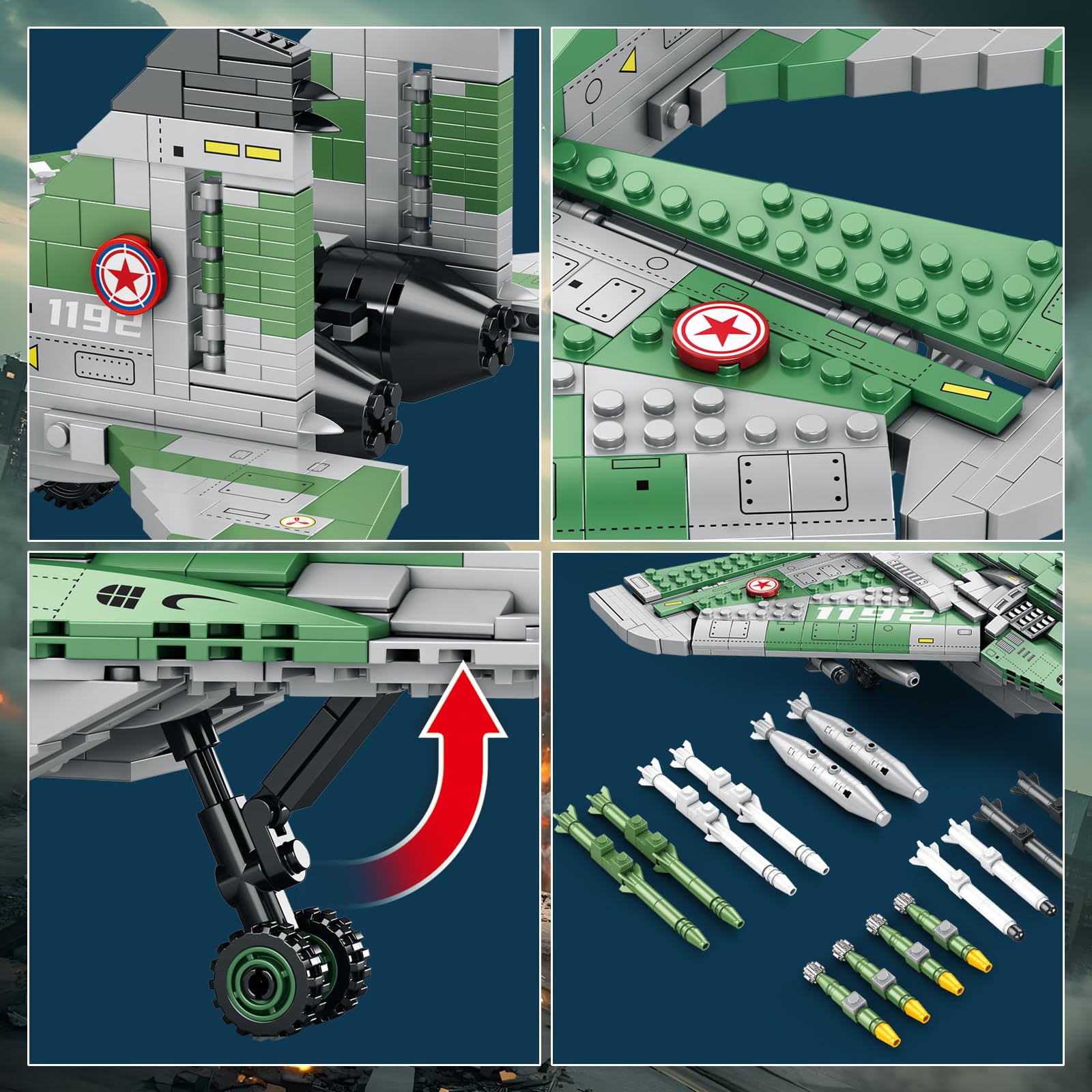 Reobrix Fighter Jet Building Sets for Adults, Military Fighter Display Model 33024, Technical Military Plane Collectible Set, Toys Gifts for Aviation Fans Boys Girls 14+ (1387 PCS)