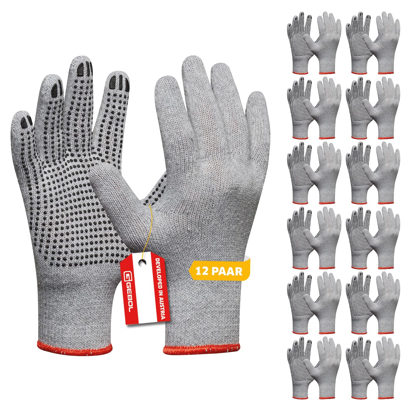 Gebol Master Grip Arbeitshandschuhe – Leder Mit Silikon-Beschichtung, Klettverschluss (Gr. L)