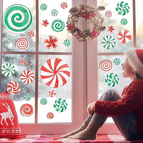 Miniatura 5 de 78 calcomanías de caramelo de Navidad de acuarela, decoraciones de pared de Navidad, calcomanías de suelo de caramelo de Navidad, calcomanías de