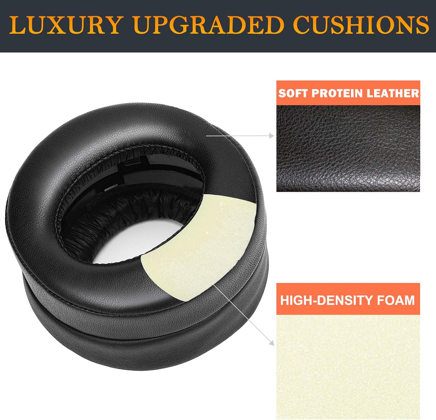 SOULWIT Replacement Ear Pads for Sony Gold Wireless PlayStation PS4 Headset, Earpads Cushions for 2014 Version (Model CECHYA-0083) Headphone - 0083 PL Black