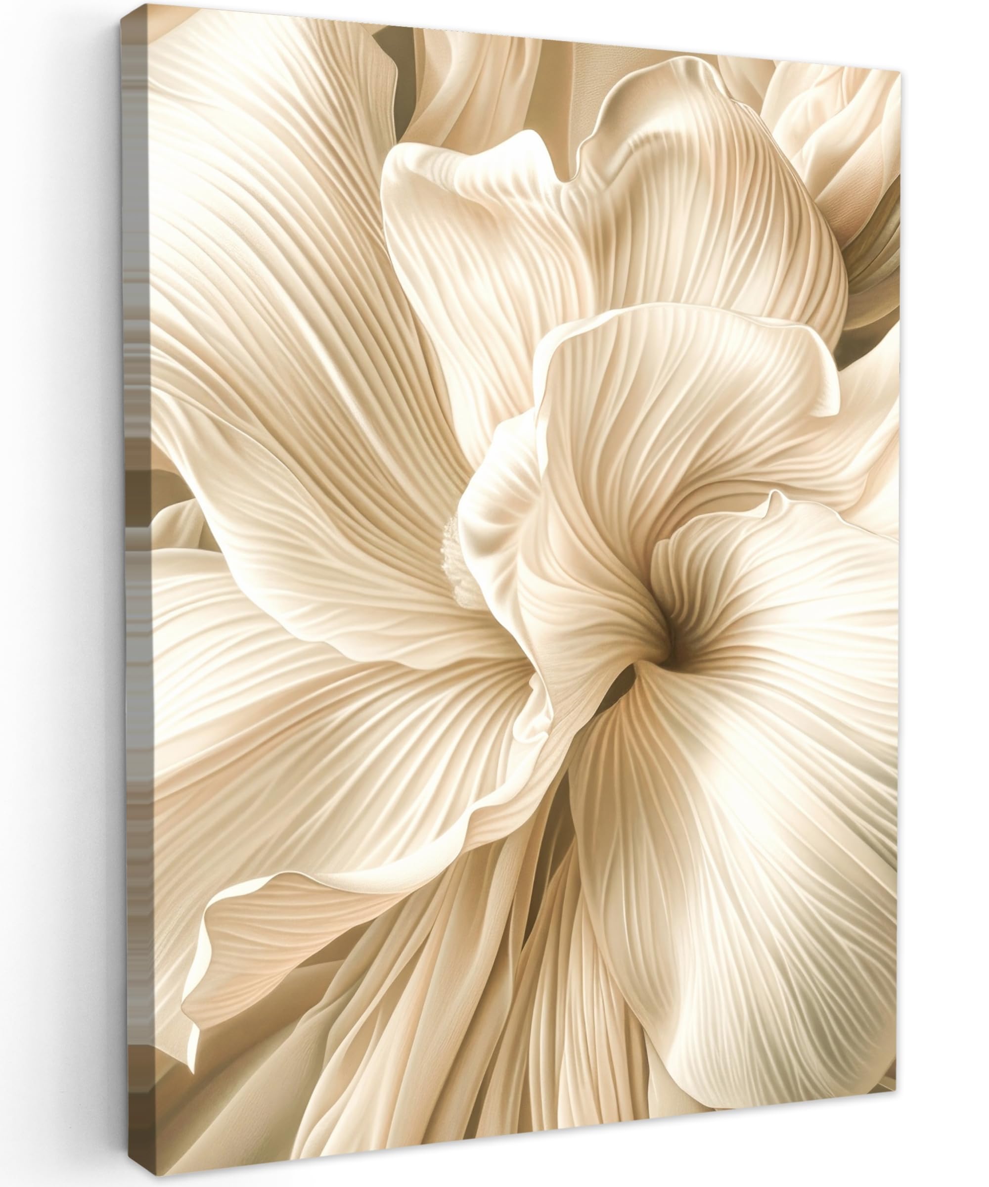 MuchoWow© Canvas Wall Art 12"x16" / 30x40 cm Decor Paintings Print framed on Canvas Pictures for Hallway Beige - Flower - Pattern