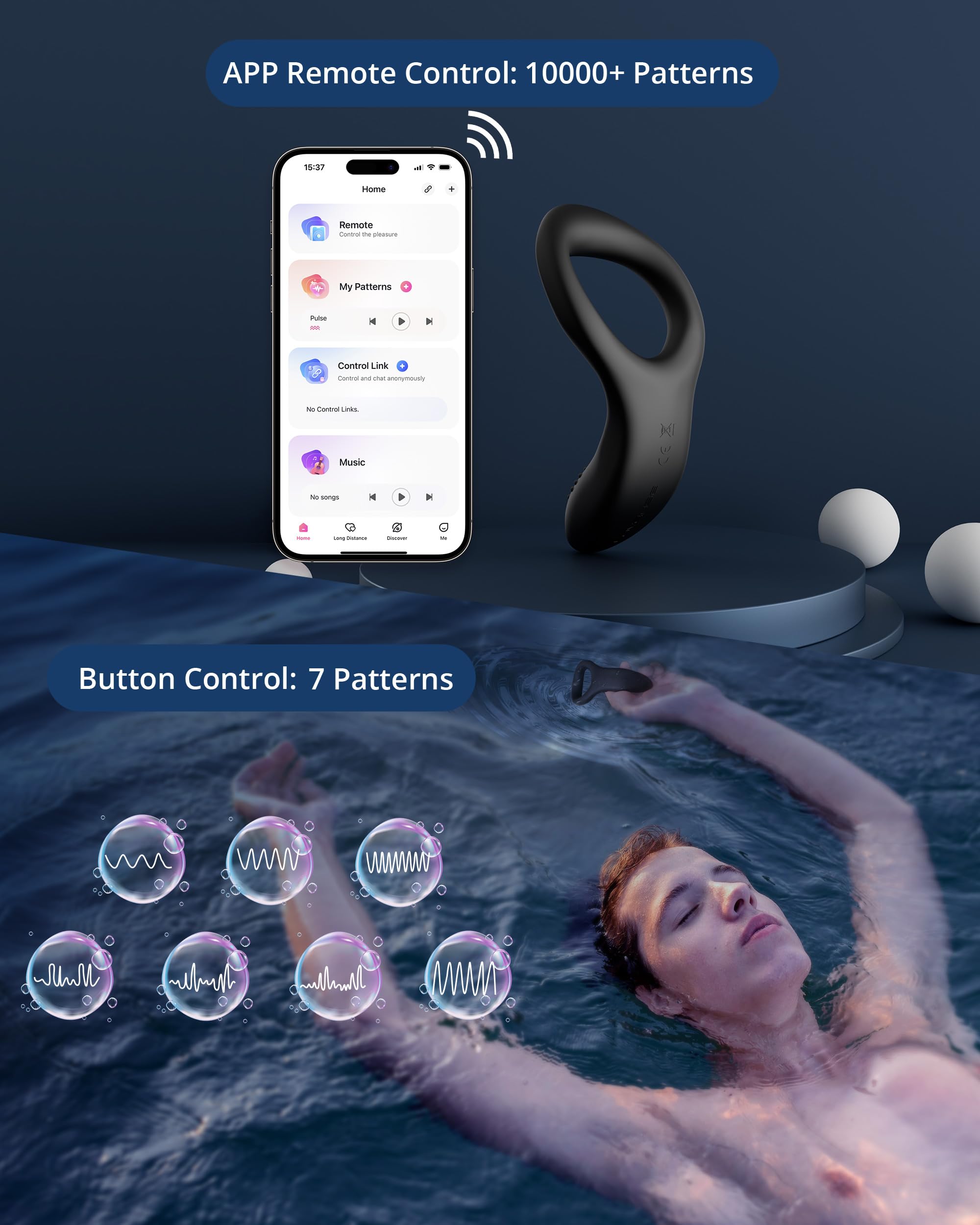 LOVENSE Diamo Vibrating Penis Ring, Cock Ring for Men, Prostate Massager, Long Distance Bluetooth Remote Reach with Music Sync, Partner & App Control, Male Sex Toys
