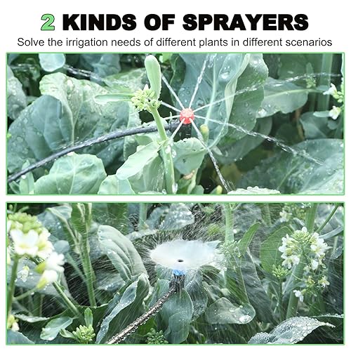 Miniatura 7 de Sistema de riego por goteo sistema de riego de jardín mejorado 2025 con tubo de 46 pies y 12 pulgadas, nuevo rociador automático de conexión rápida