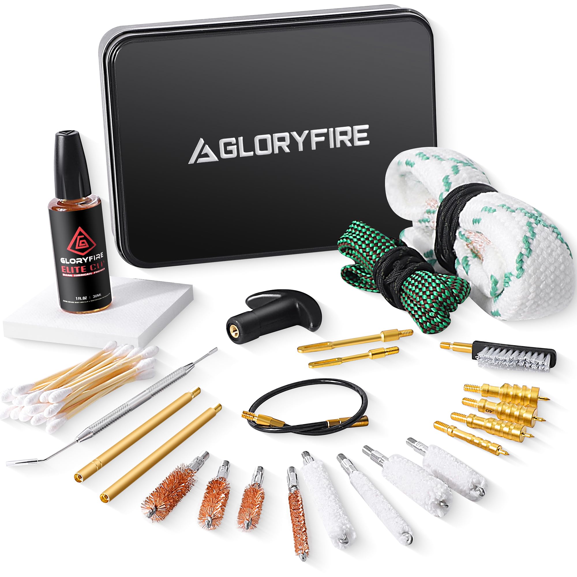 GLORYFIREUniversal Gun Cleaning Kit, Gun Cleaning Kit for All Guns, Includes Gun Cleaning Supplies and Tools, Suitable for Most Calibers