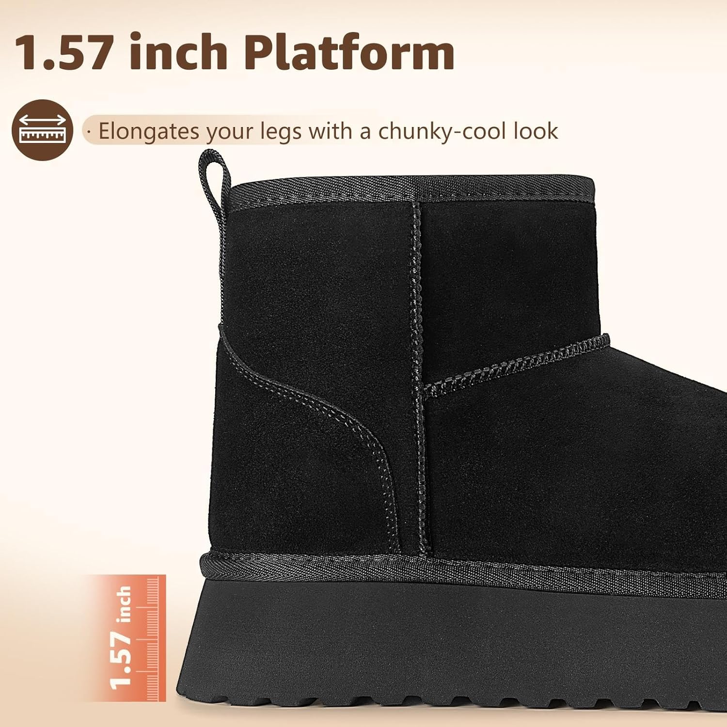 Mishansha Platform Mini Boots for Women, Warm Fleece Lined Suede Snow Boots, Non-Slip Ankle Winter Booties for Cold Weather - Image 5