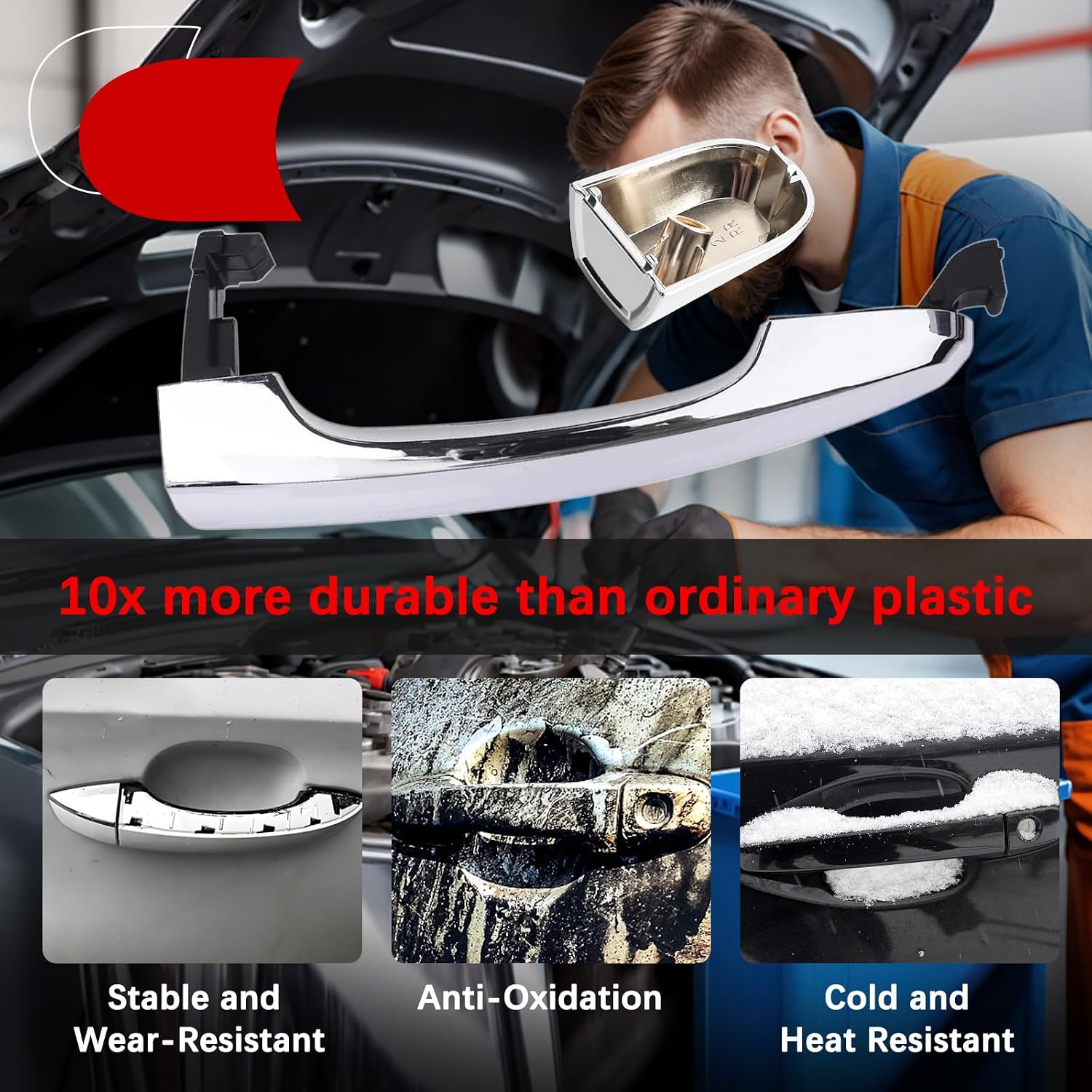 FAERSI Exterior Door Handle Rear Right Passenger Side Chrome Handle Replacements for Kia Sorento 2011 2012 2013 2014 2015, OE 826512P010 836622P010
