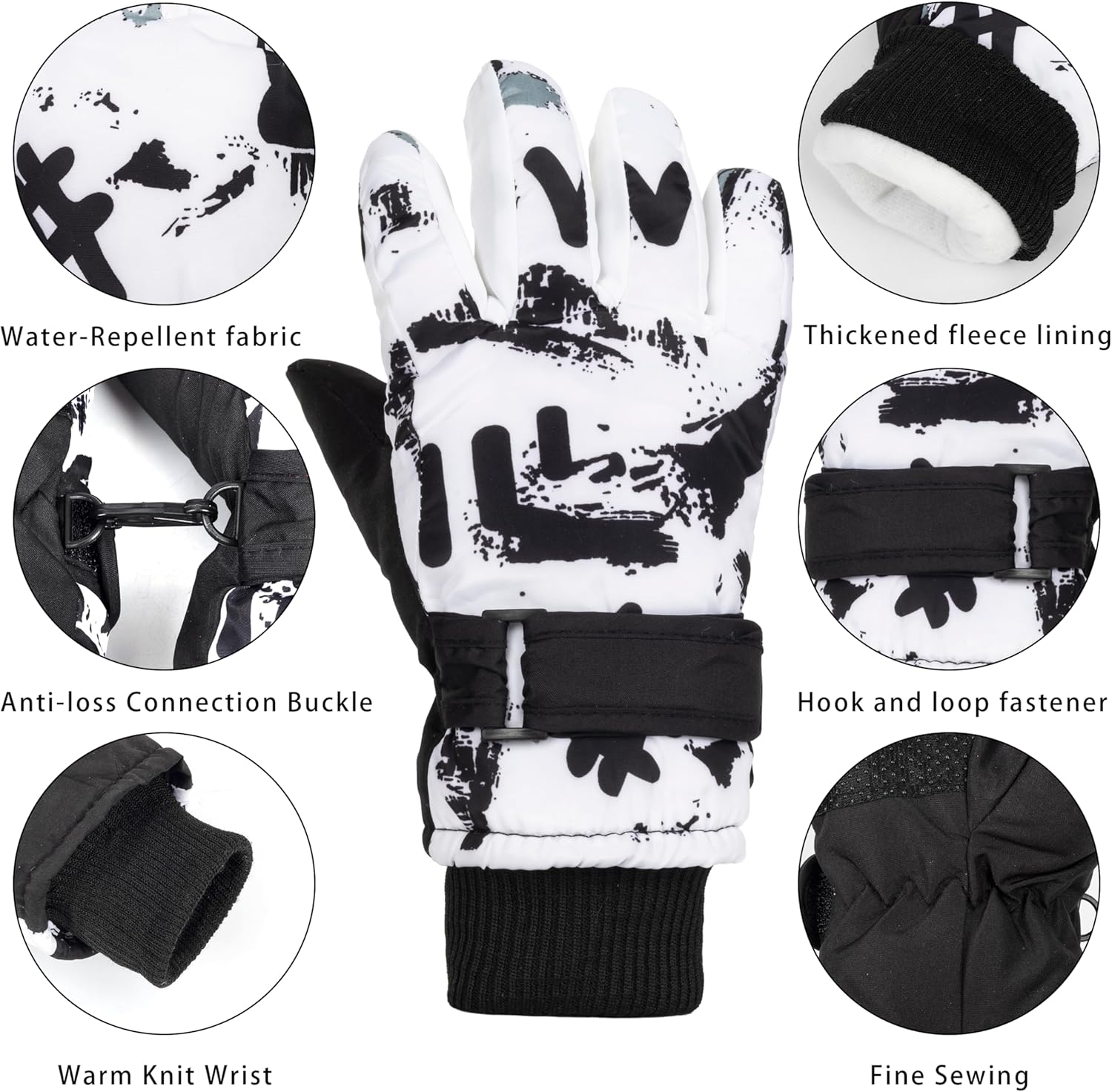 Kids Winter Gloves Boys-Girls Waterproof Ski Snow Cycling Gloves for Cold Weather 6-9 Years - Image 3
