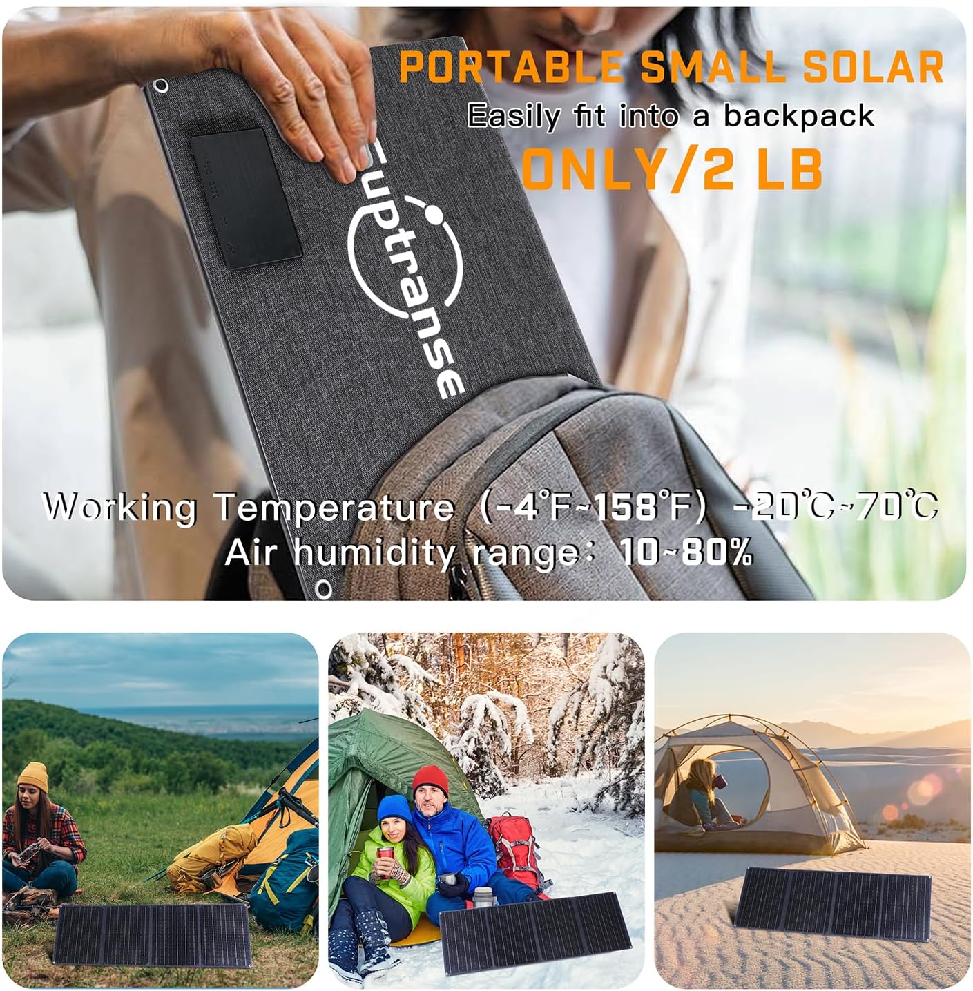 Portable Solar Panel, 40W 18V Foldable Solar Charger with DC Output, QC2.0/3.0/PD USB and Type-C, Compatible with Mobile Phones and Tablets, IP67 Waterproof, Suitable for Camping, Hiking