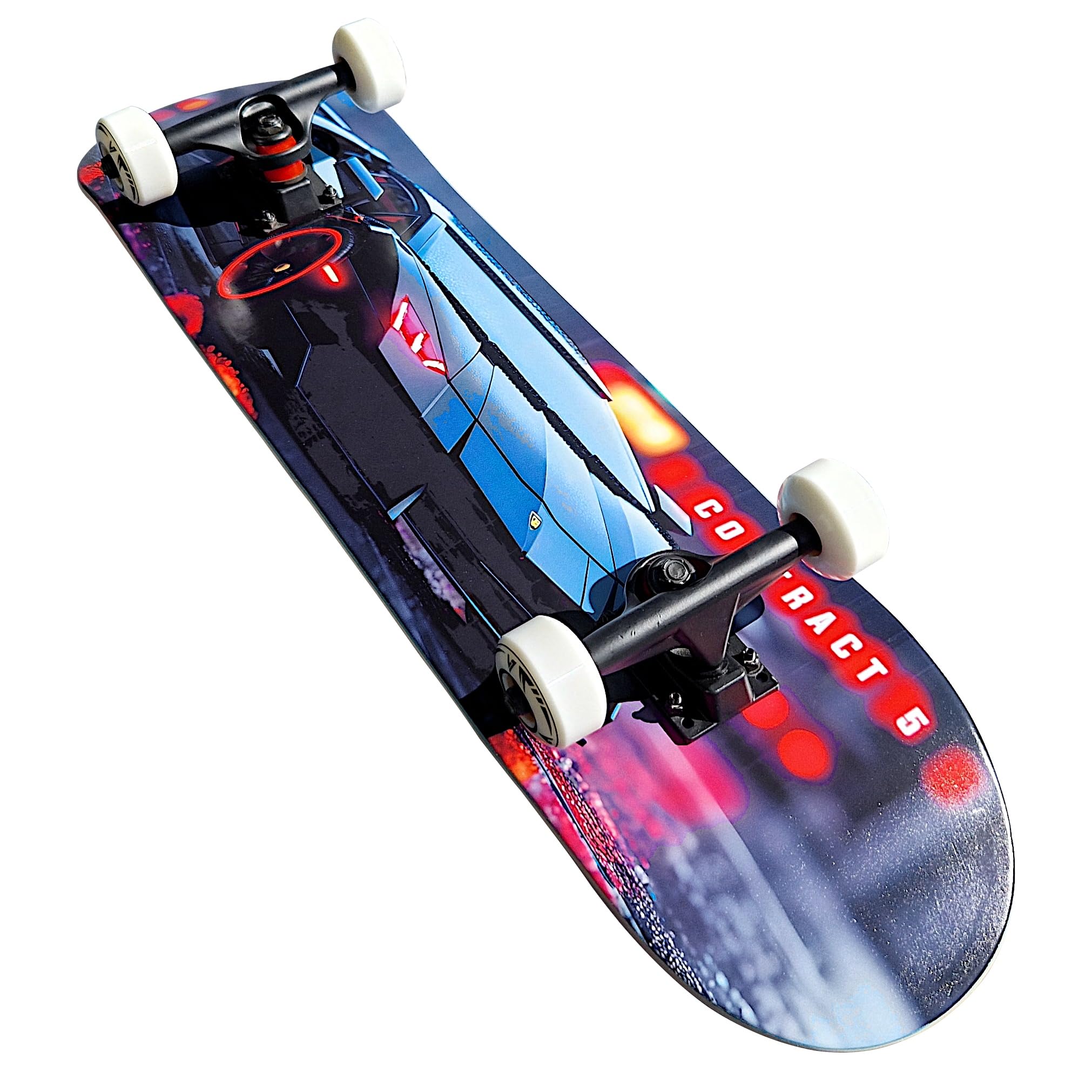 Komplett Skateboard Black Knight - für Kinder und Jugendliche - 7-lagiges Ahornholz Deck - Medium Concave Standard Popsicle Shape - für Anfänger, Profis, Mädchen & Jungs