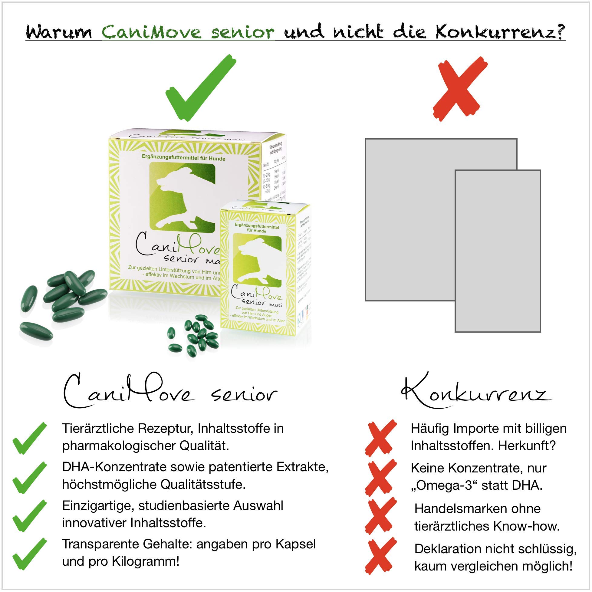 Doppelpack (2 x 100 Kapseln) CaniMove Senior Maxi: Ergänzungsfuttermittel zur Unterstützung von Augen und Gehirn bei Gedächtnisproblemen sowie altersbedingten Augenproblemen (Trübung, Trockenheit).