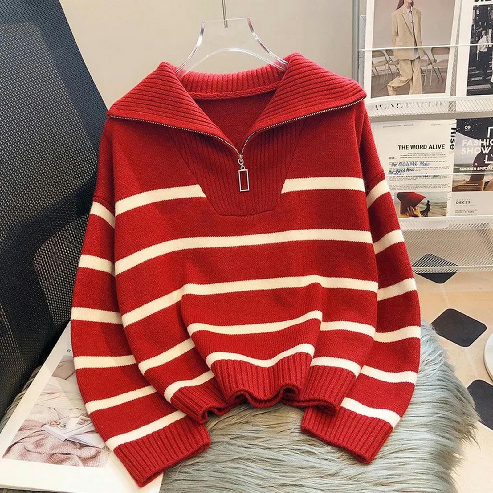 Maglione Donna Sweater Casual Maglione A Maglia A Maglia A Maglia Vintage A Mezza Certifica per Pentola per Pentola per Pentola da Donna Sciolta Maglioni Sciolte Chic