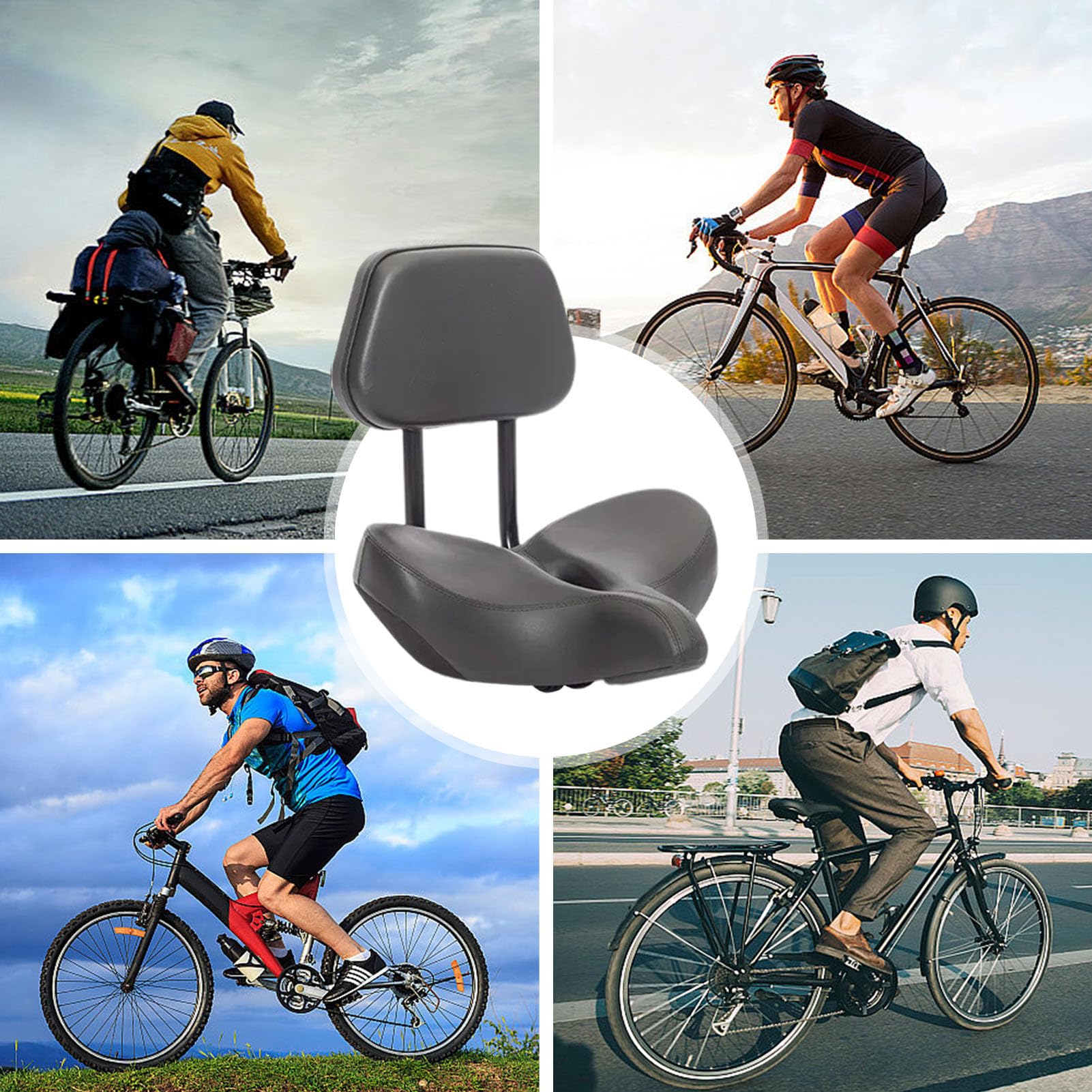 MEGHNA Sella per Bicicletta con Schienale Comfort fuori misura Morbido con Cuscino in PU per