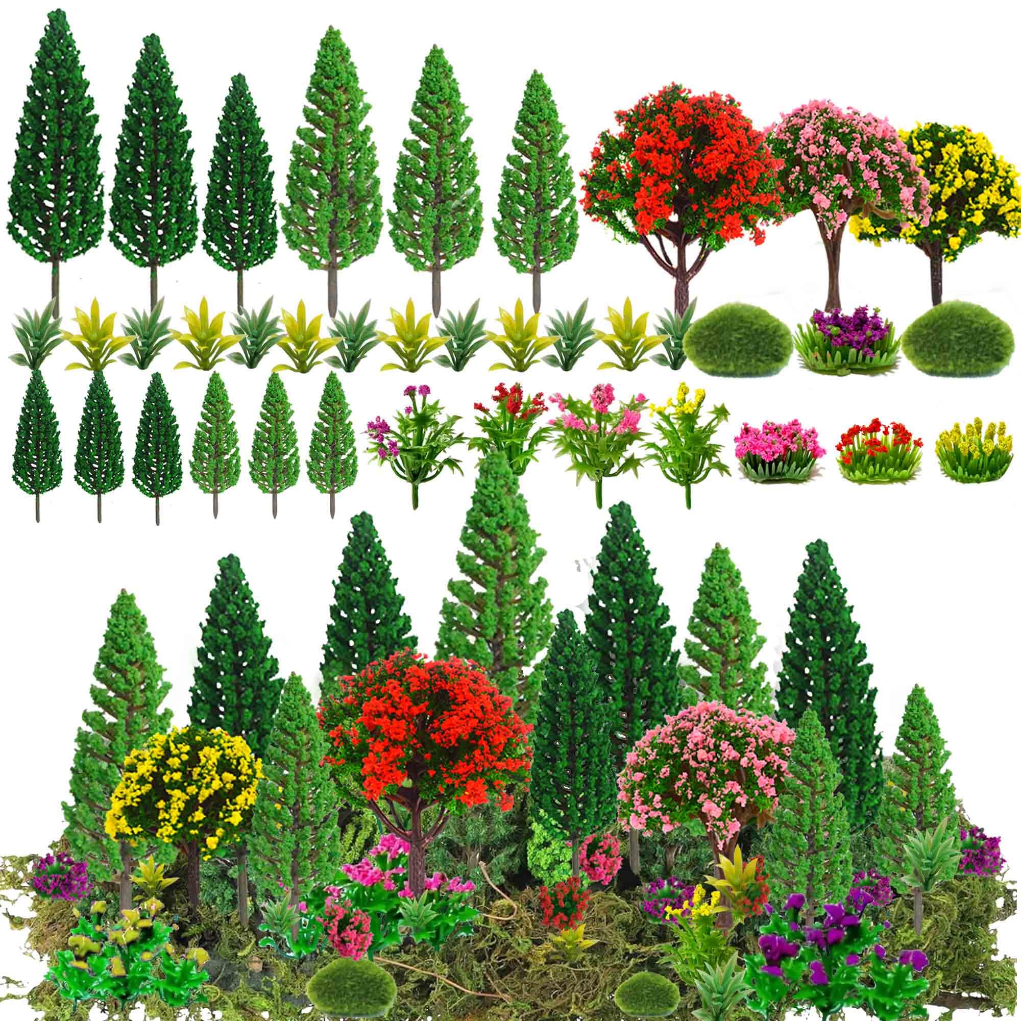 Photo 1 of 32pcs Model Trees Mixed Model Flower Trees Tree Artificial Fake Mini Flower Decorations for DIY Crafts Landscape Train Railroad Scenery Diorama Supplies