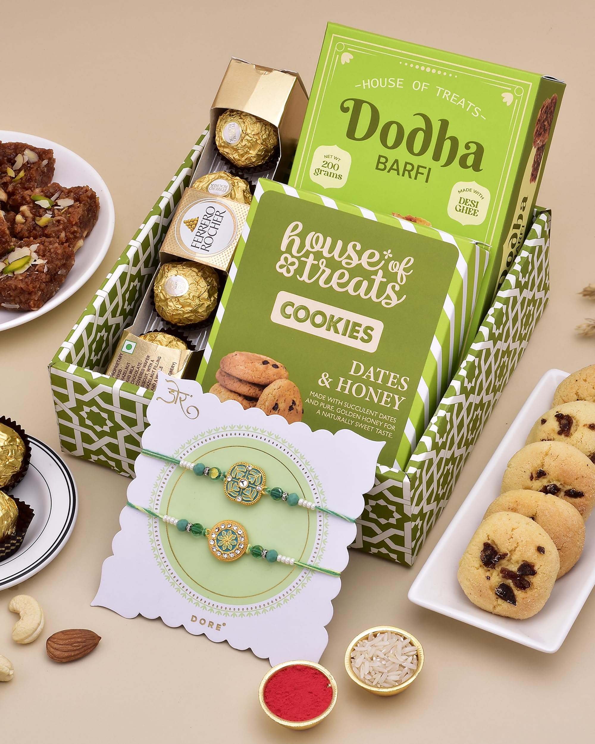 HyperFoods® Rakhi Hamper For Brother Cookies Sweets and Chocolates Rakhi Set of 2 with Roli & Rice with Chocolate Raksha Bandhan Gift Hamper-image-16