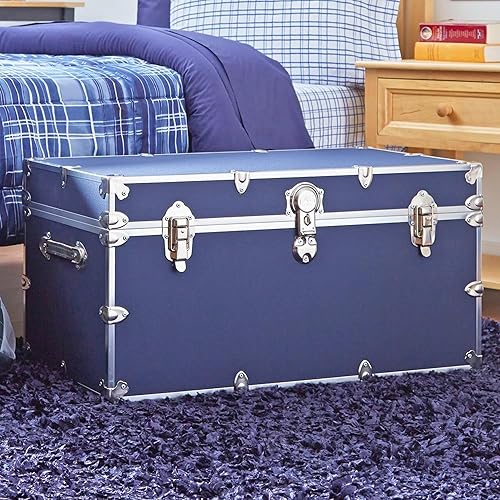 Miniatura 5 de Rhino Trunk & Case Baúl XXL de vinilo en relieve de cuero, cofre universitario, almacenamiento en el hogar, asiento de dormitorio, reposapiés de