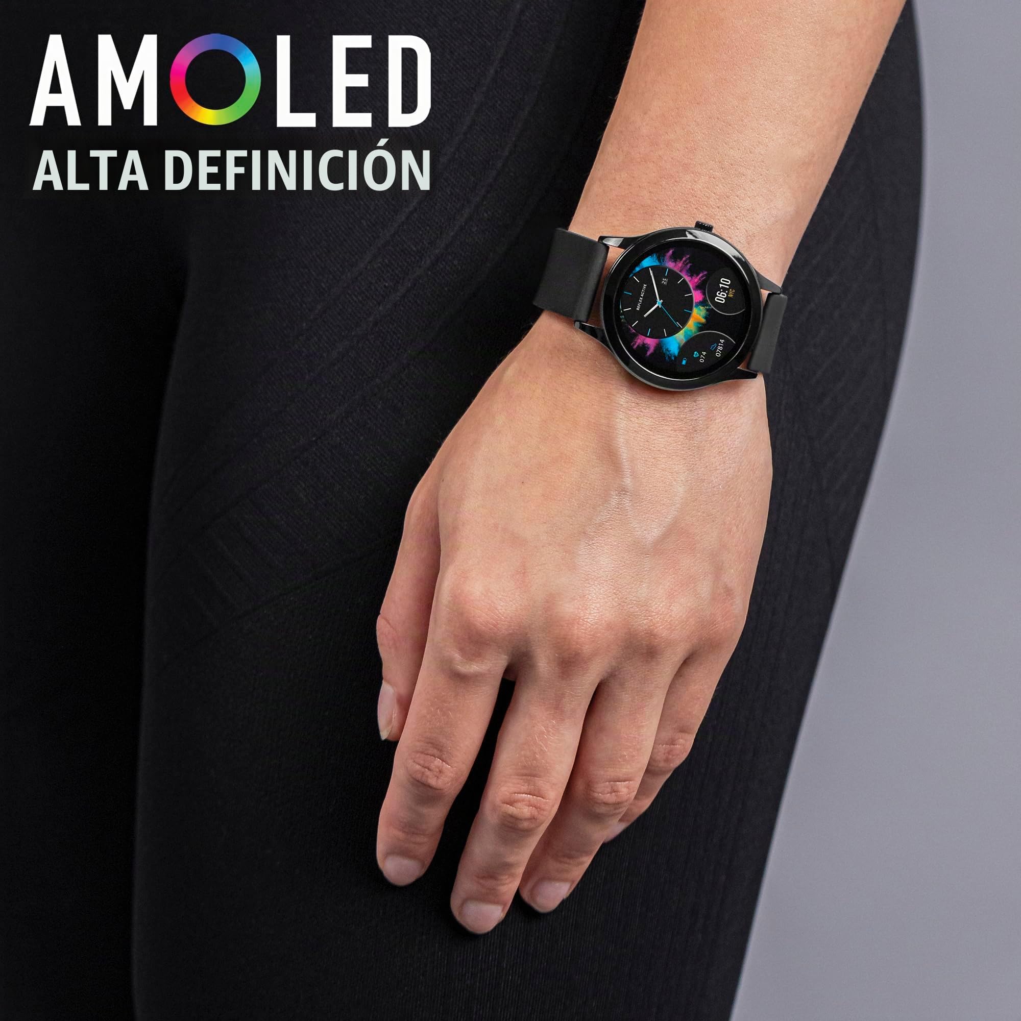 Reflex Active Amoled Series 31 - Reloj inteligente de llamadas para mujeres y hombres con Bluetooth, 1.19 pulgadas, rastreador de fitness, oxígeno en sangre, monitoreo de frecuencia cardíaca y correa