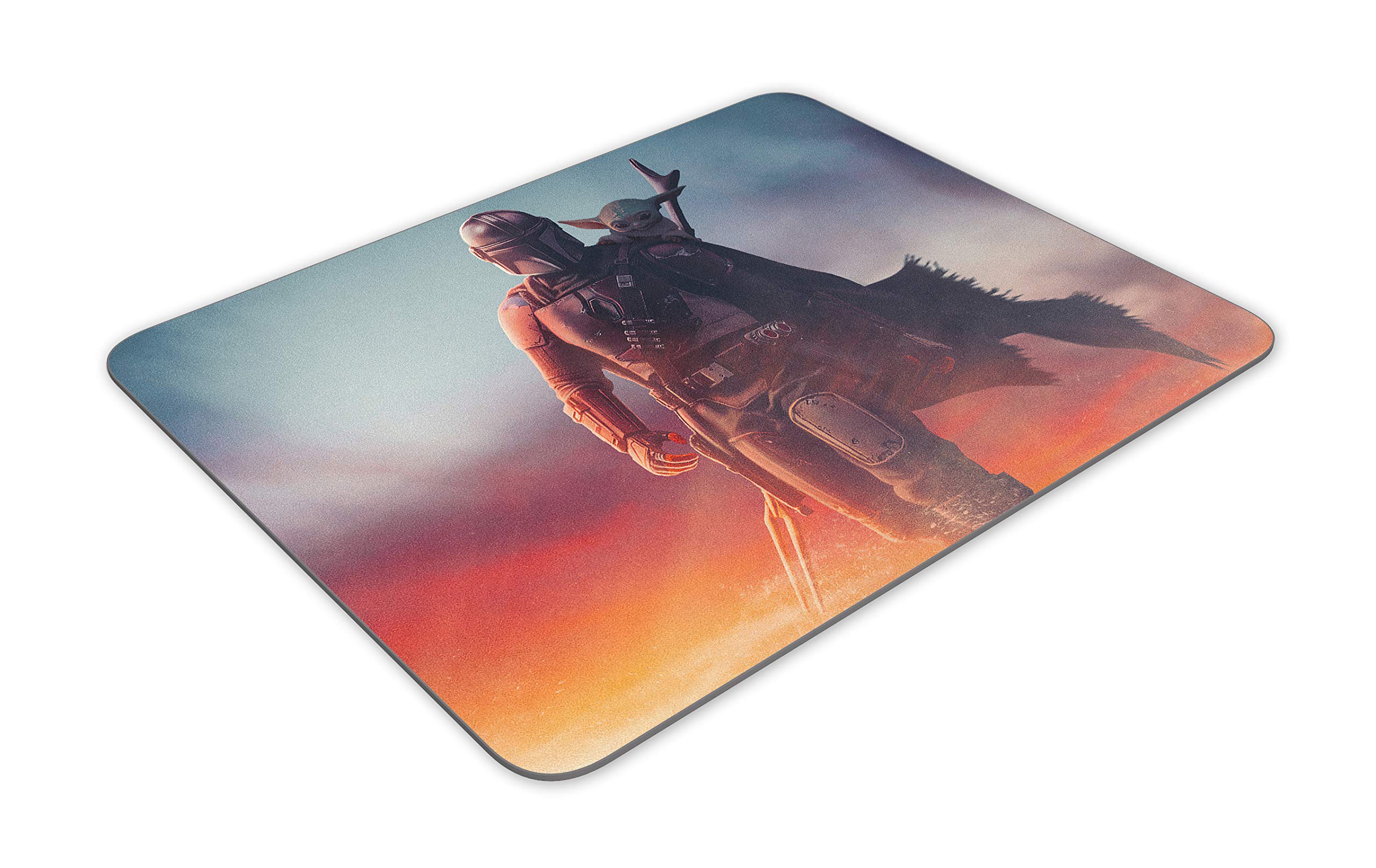 Baby Yoda and Mandalorian Mouse Pad, Rectangular Non-Slip Rubber Mouse Pad, Used for Office Work and Home Gaming Mouse Pad, 9.5 inches x 7.9” x 0.1 inches