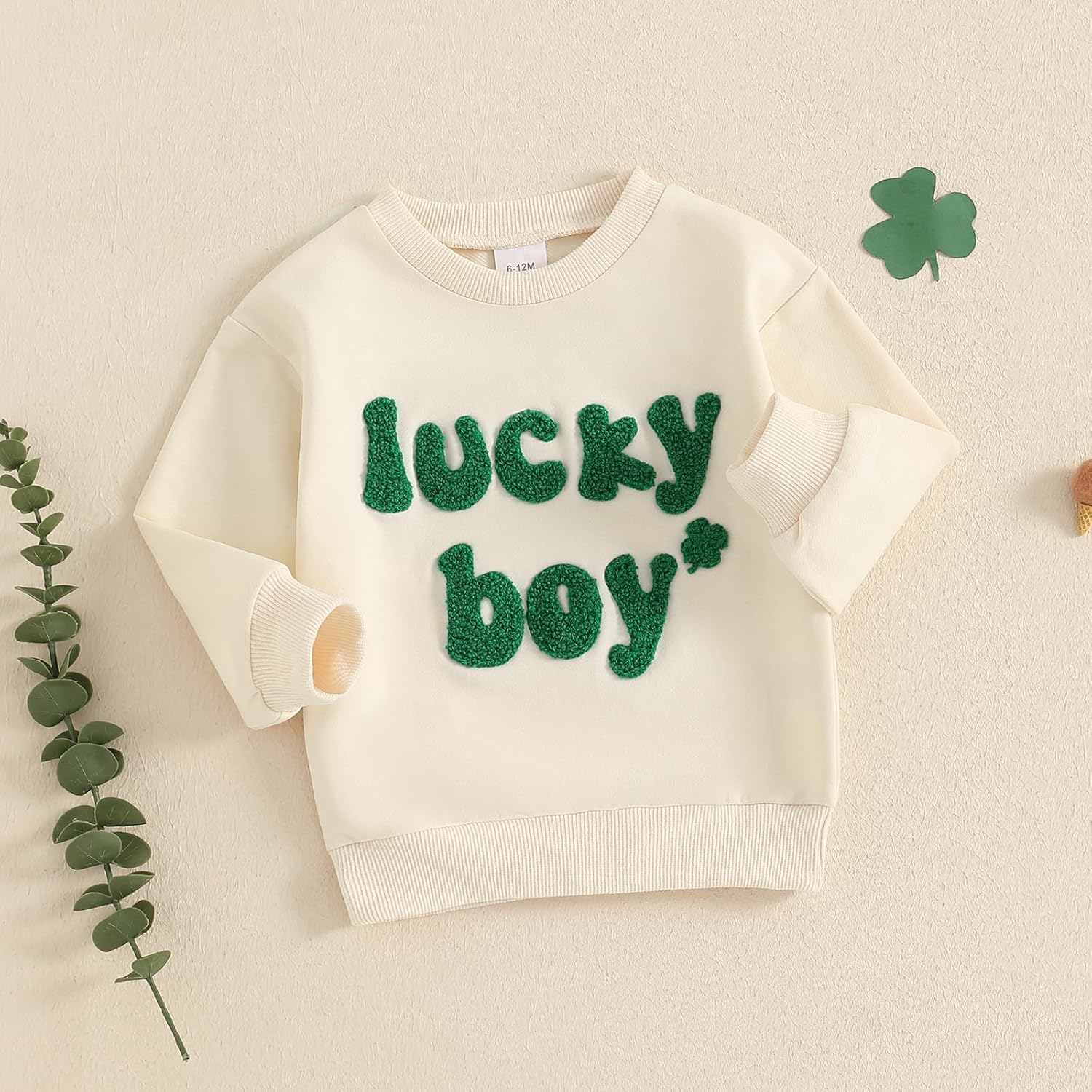 Toddler Baby Boy St Patricks Day Outfit Clover Letter Embroidery Sweatshirt Long Sleeve Shirts Pullover Tops - Image 3
